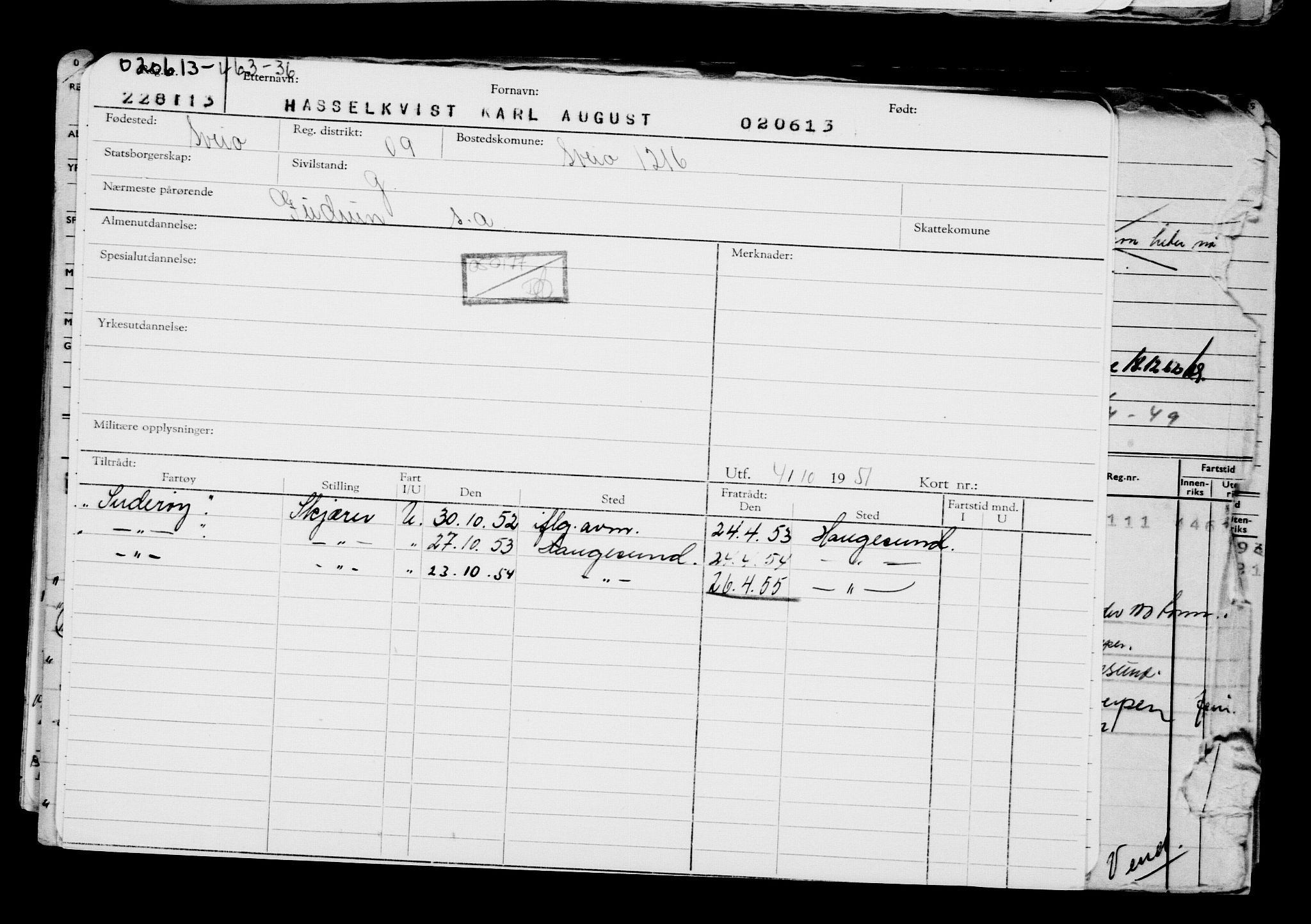 Direktoratet for sjømenn, AV/RA-S-3545/G/Gb/L0113: Hovedkort, 1913, s. 21