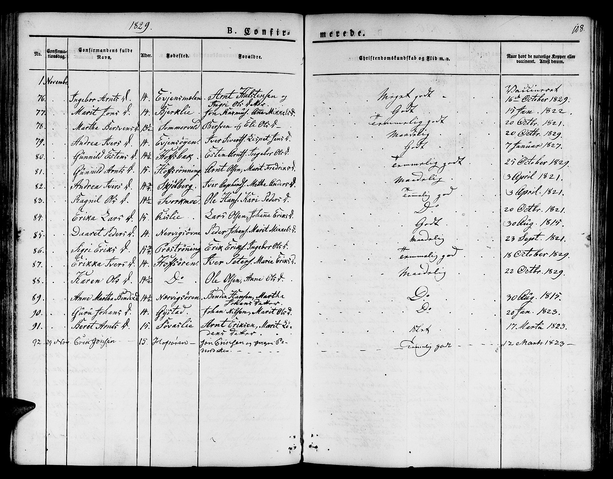 Ministerialprotokoller, klokkerbøker og fødselsregistre - Sør-Trøndelag, AV/SAT-A-1456/668/L0804: Ministerialbok nr. 668A04, 1826-1839, s. 108