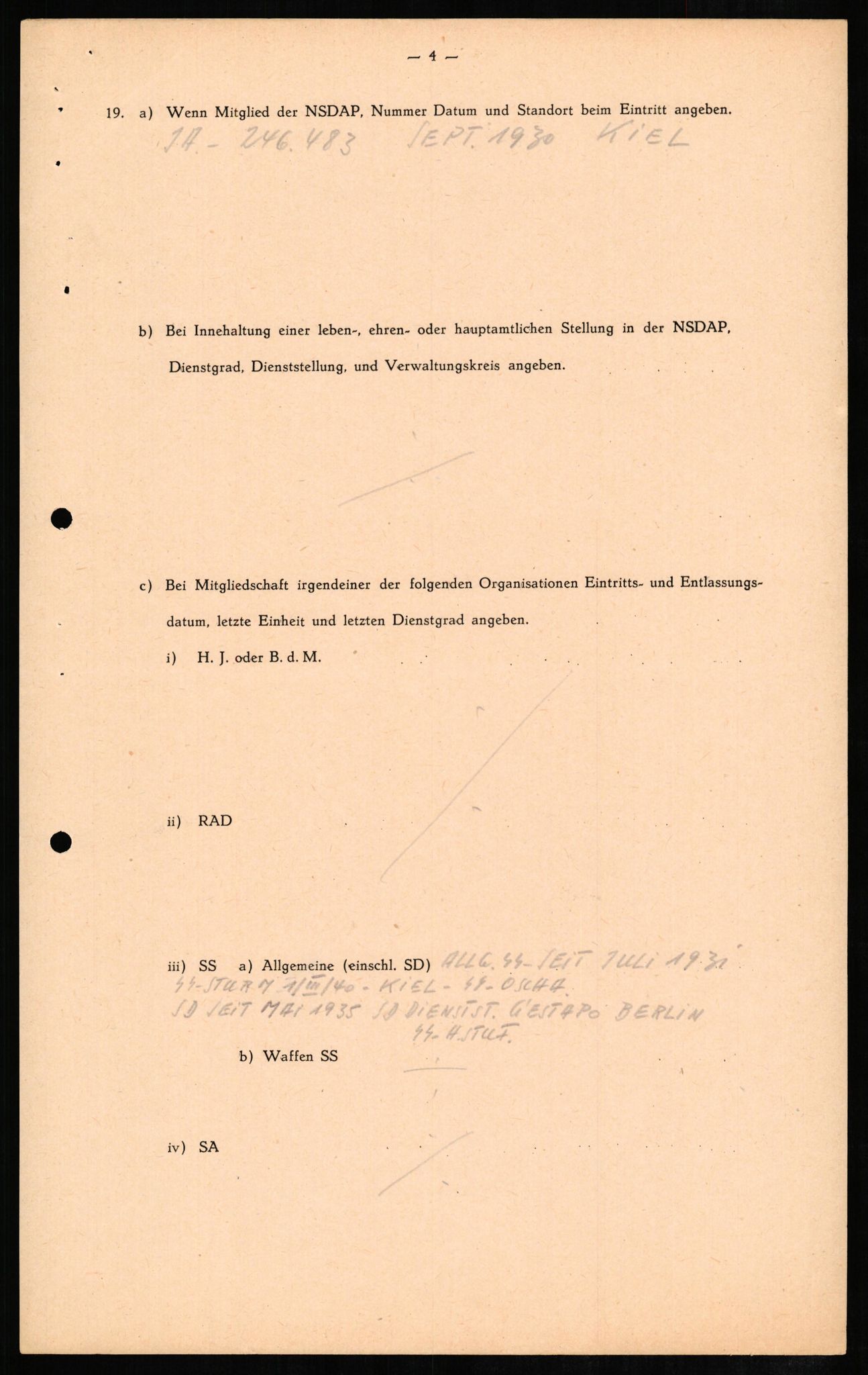 Forsvaret, Forsvarets overkommando II, RA/RAFA-3915/D/Db/L0007: CI Questionaires. Tyske okkupasjonsstyrker i Norge. Tyskere., 1945-1946, s. 255