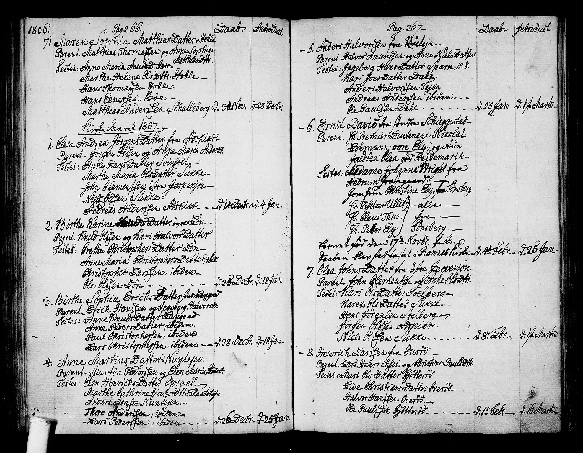 Ramnes kirkebøker, SAKO/A-314/F/Fa/L0003: Ministerialbok nr. I 3, 1790-1813, s. 266-267