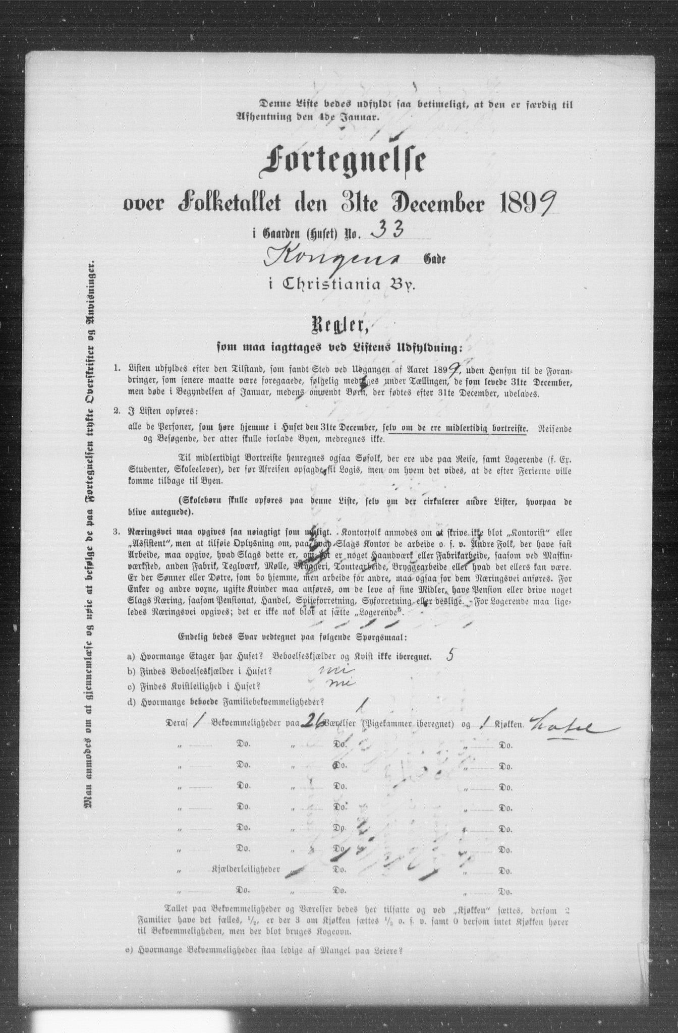 OBA, Kommunal folketelling 31.12.1899 for Kristiania kjøpstad, 1899, s. 6915