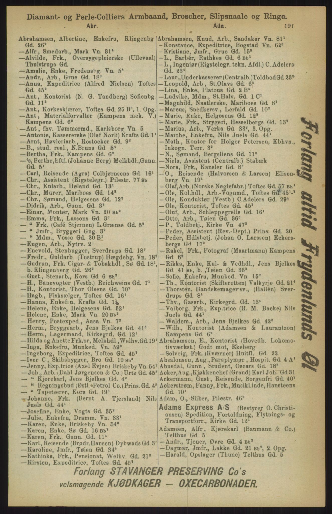 Kristiania/Oslo adressebok, PUBL/-, 1911, s. 191