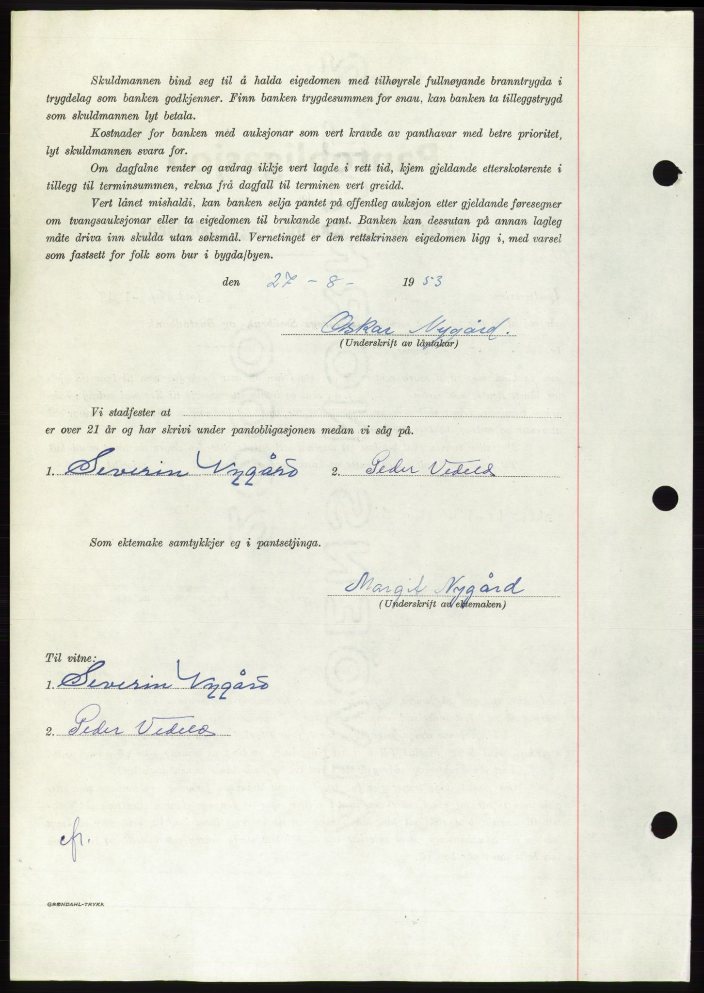 Søre Sunnmøre sorenskriveri, AV/SAT-A-4122/1/2/2C/L0123: Pantebok nr. 11B, 1953-1953, Dagboknr: 2100/1953