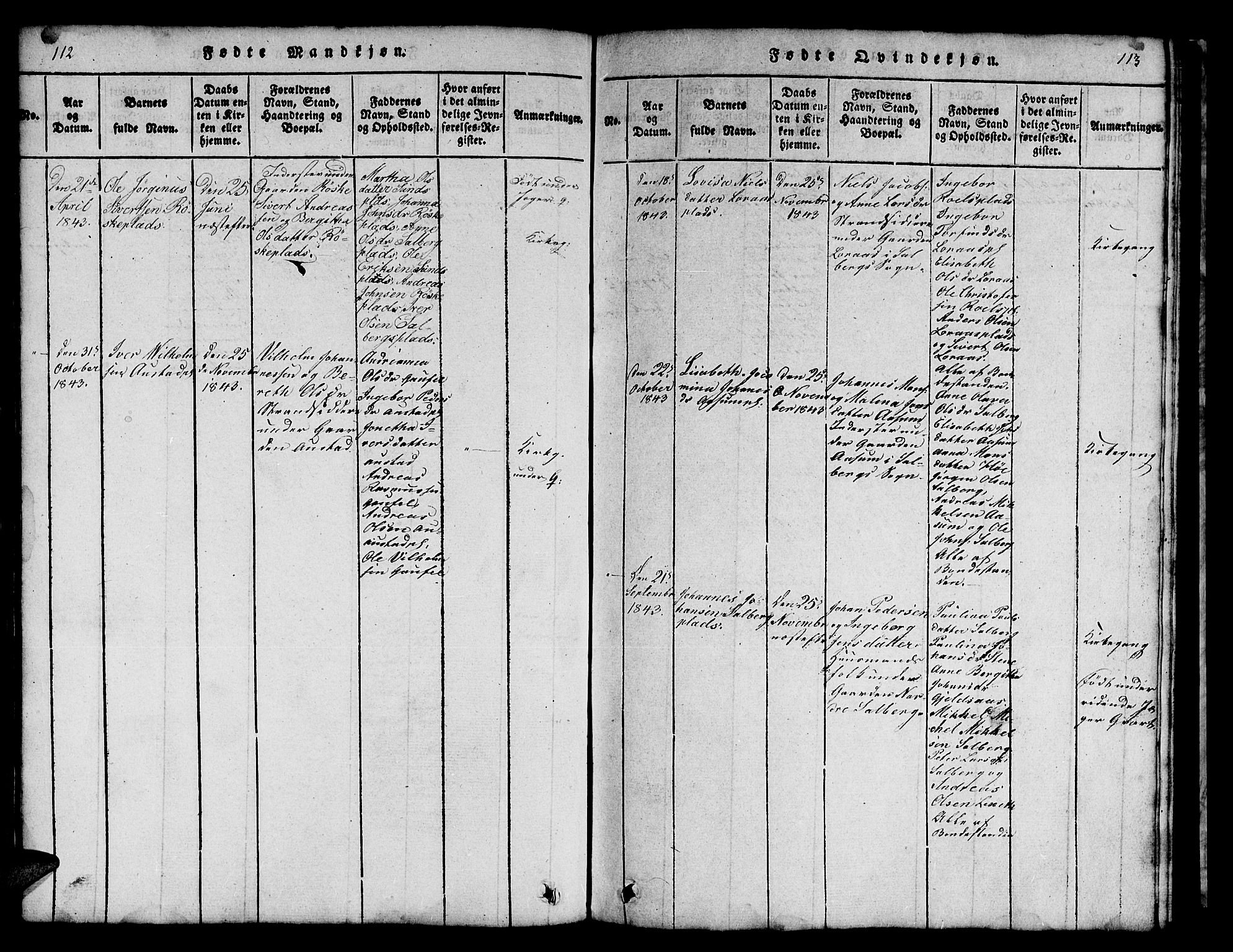 Ministerialprotokoller, klokkerbøker og fødselsregistre - Nord-Trøndelag, SAT/A-1458/731/L0310: Klokkerbok nr. 731C01, 1816-1874, s. 112-113