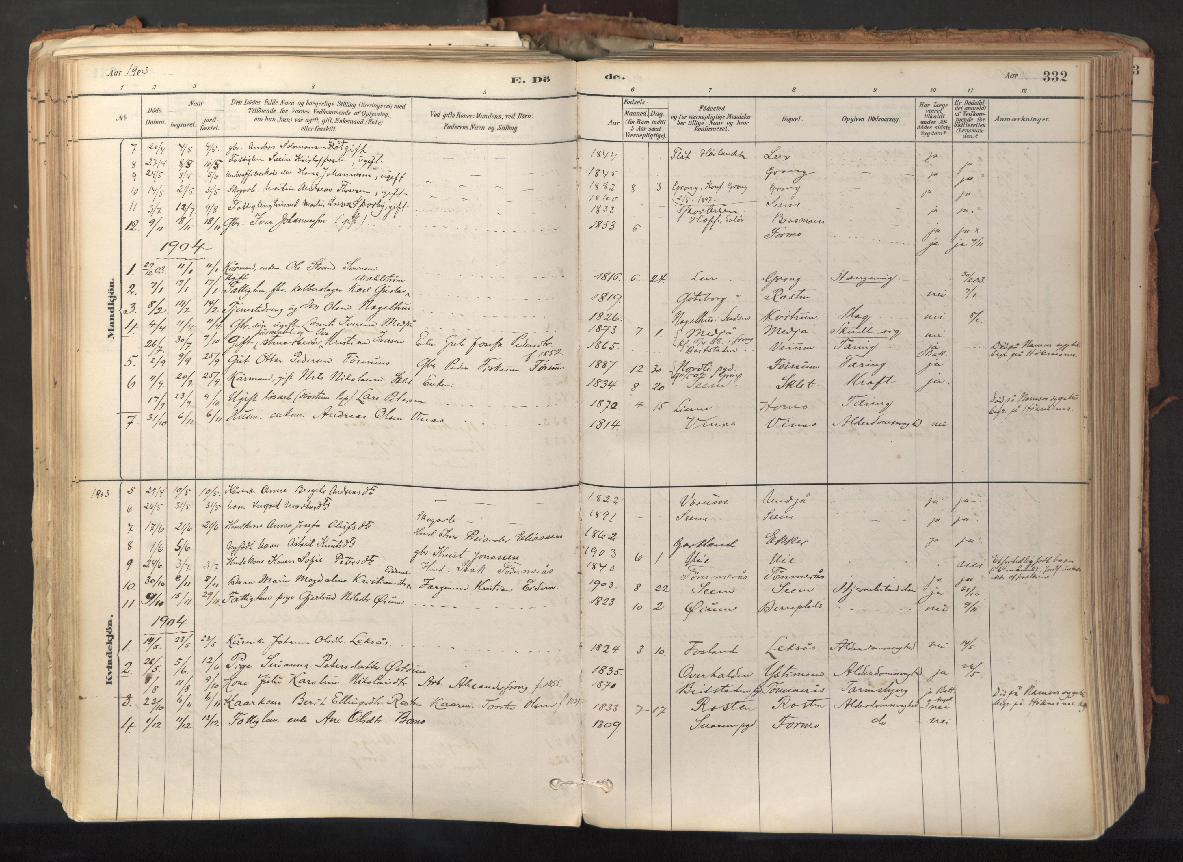 Ministerialprotokoller, klokkerbøker og fødselsregistre - Nord-Trøndelag, AV/SAT-A-1458/758/L0519: Ministerialbok nr. 758A04, 1880-1926, s. 332