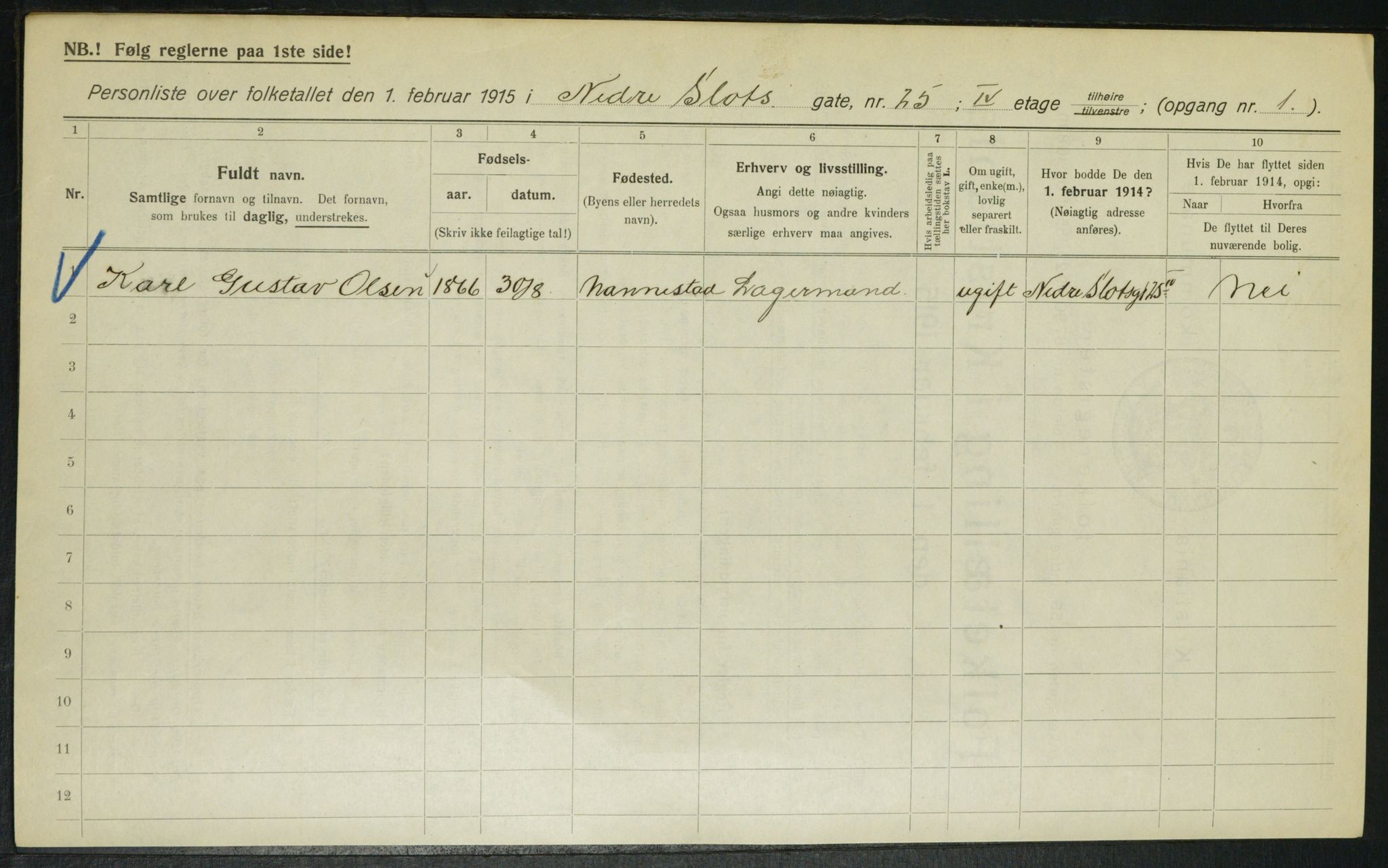 OBA, Kommunal folketelling 1.2.1915 for Kristiania, 1915, s. 68964
