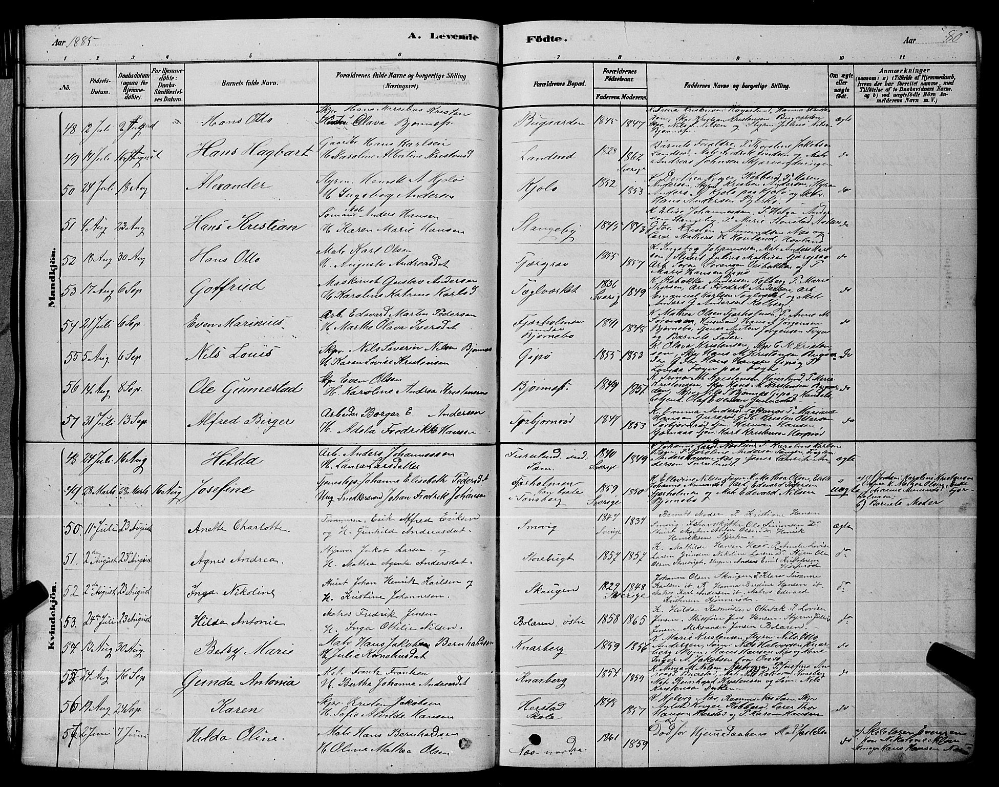 Nøtterøy kirkebøker, AV/SAKO-A-354/G/Ga/L0003: Klokkerbok nr. I 3, 1878-1893, s. 80