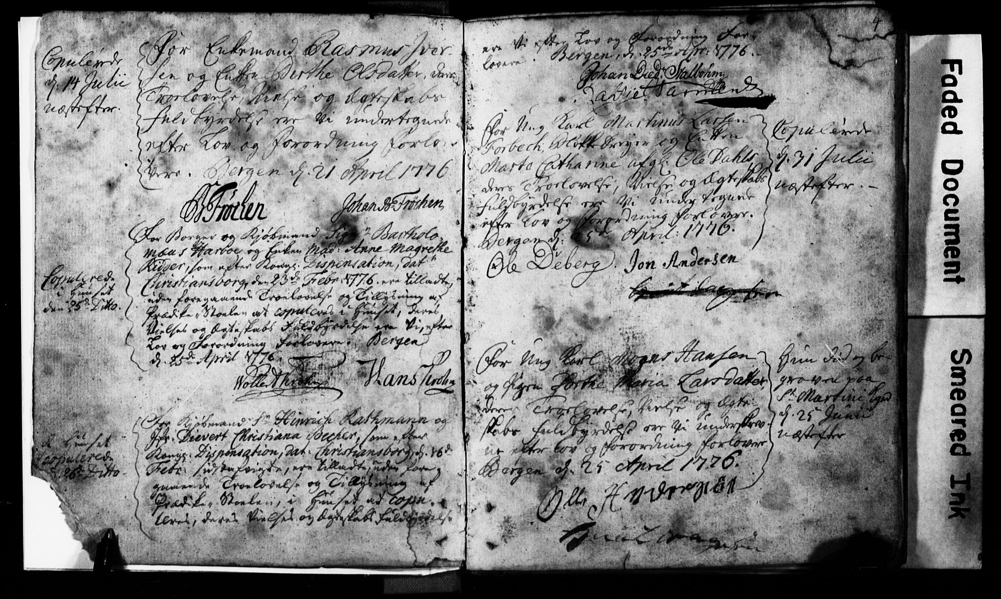 Korskirken sokneprestembete, SAB/A-76101: Forlovererklæringer nr. II.5.1, 1776-1816, s. 4