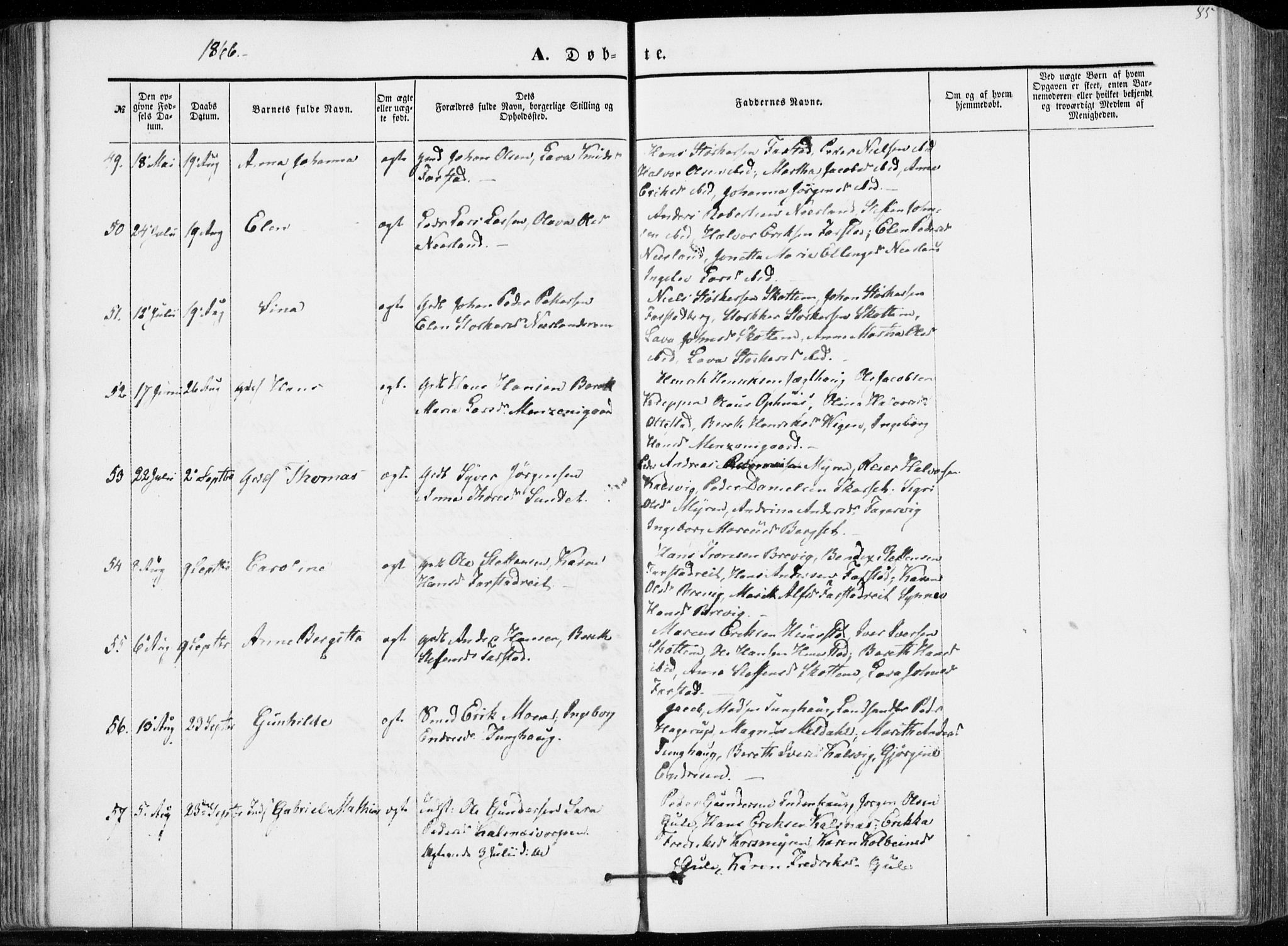 Ministerialprotokoller, klokkerbøker og fødselsregistre - Møre og Romsdal, AV/SAT-A-1454/566/L0767: Ministerialbok nr. 566A06, 1852-1868, s. 85