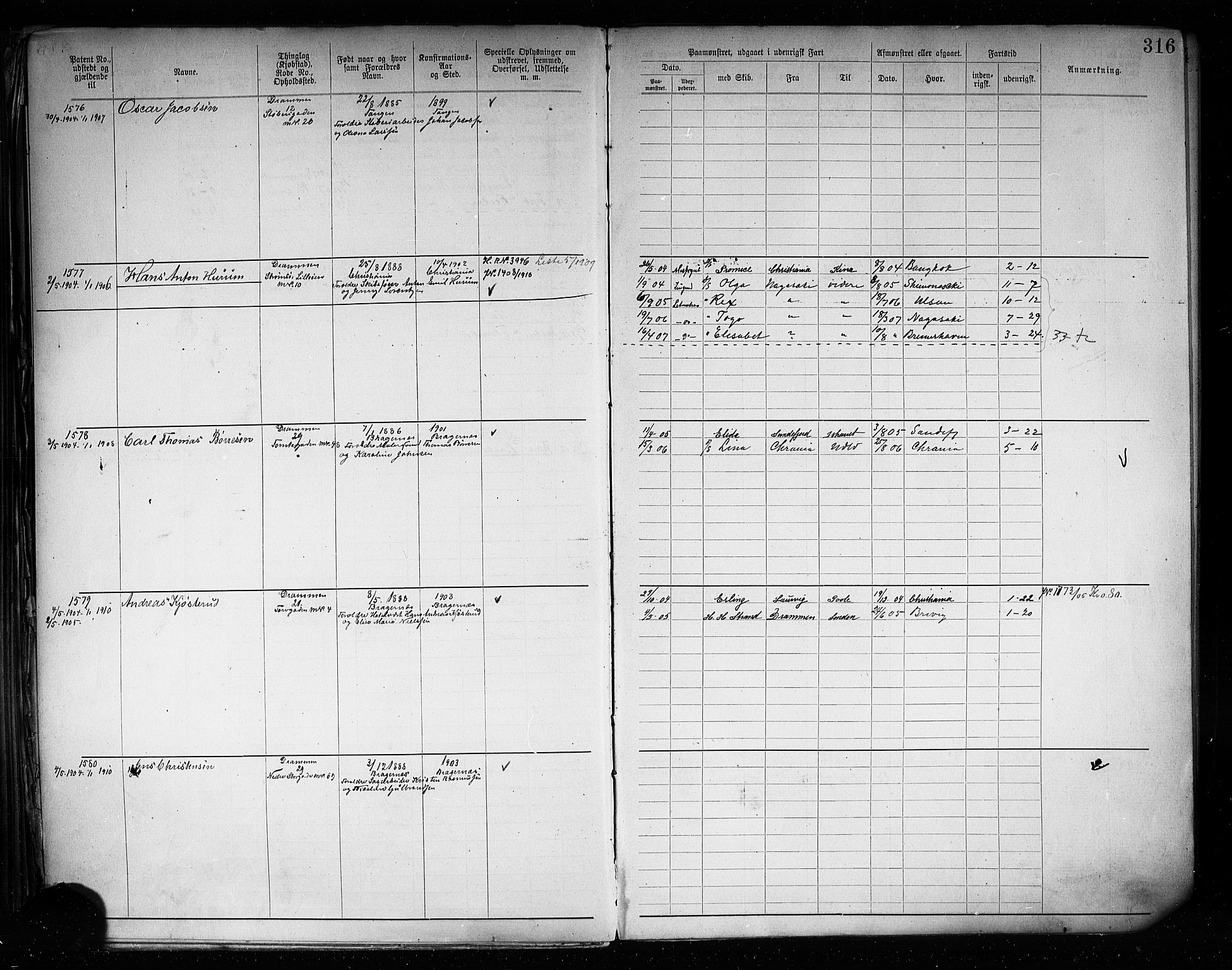 Drammen innrulleringsdistrikt, SAKO/A-781/F/Fb/L0005: Annotasjonsrulle, 1894-1905, s. 319