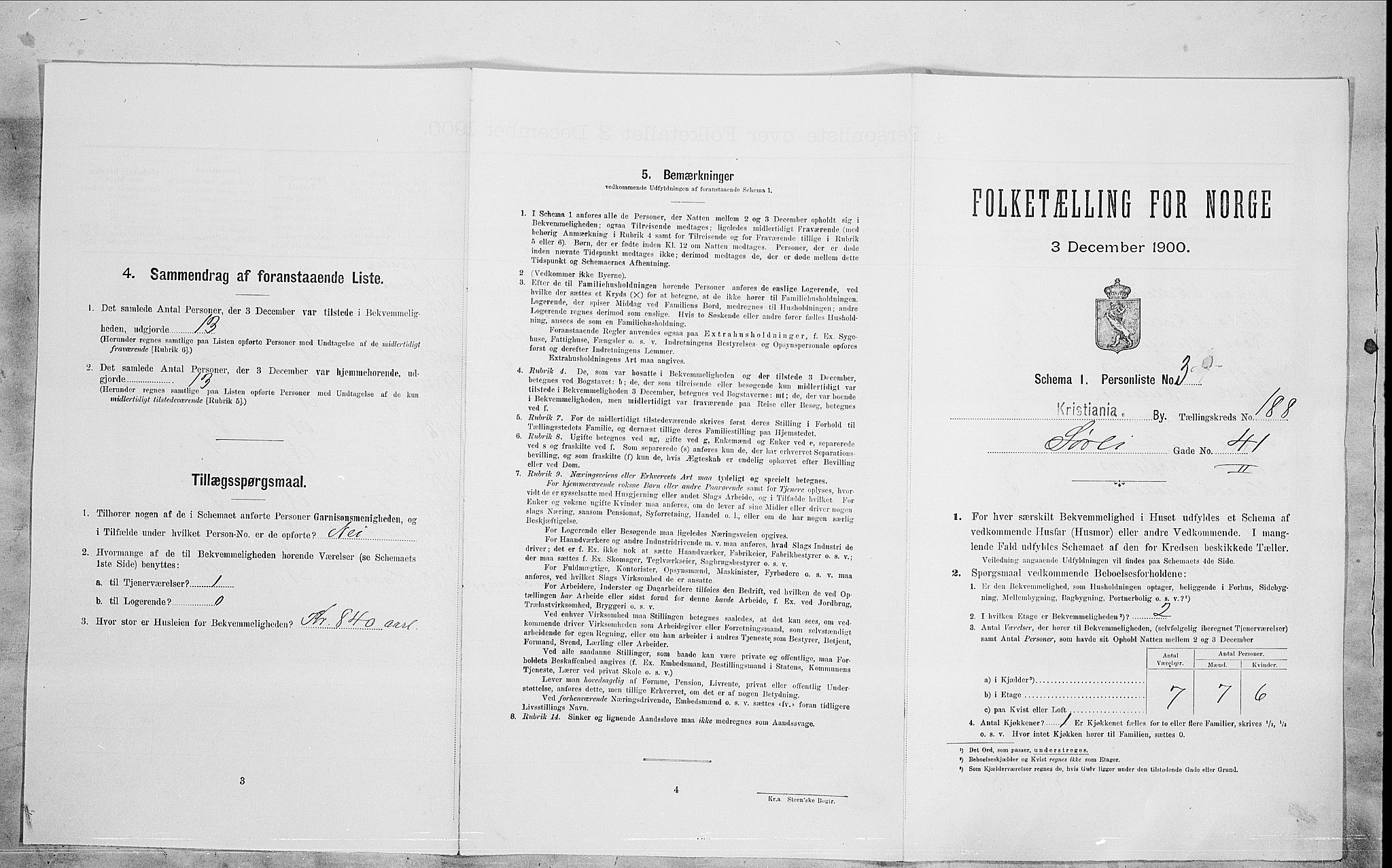 SAO, Folketelling 1900 for 0301 Kristiania kjøpstad, 1900, s. 95686