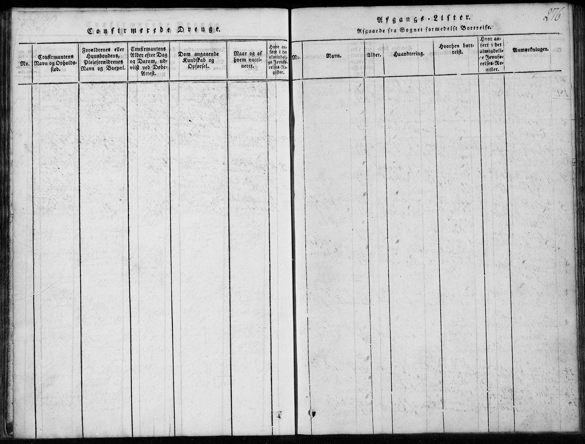 Rollag kirkebøker, AV/SAKO-A-240/G/Ga/L0001: Klokkerbok nr. I 1, 1814-1831, s. 276