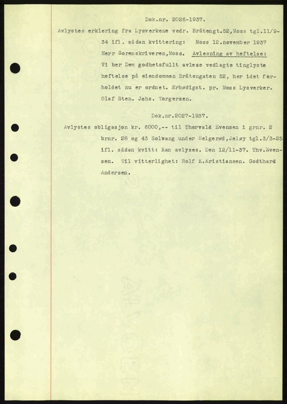 Moss sorenskriveri, SAO/A-10168: Pantebok nr. B4, 1937-1938, Dagboknr: 2026/1937