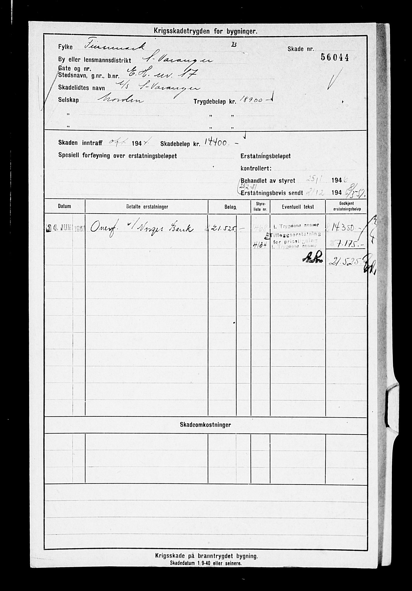 Krigsskadetrygdene for bygninger og løsøre, AV/RA-S-1548/V/L0014: --, 1940-1945, s. 112