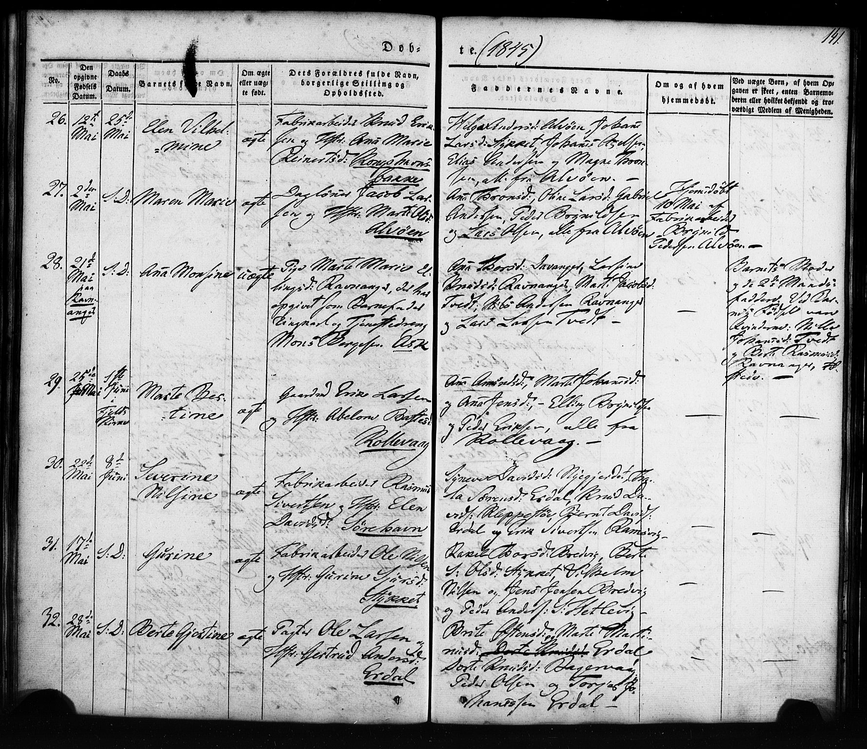 Askøy Sokneprestembete, AV/SAB-A-74101/H/Ha/Haa/Haaa/L0005: Ministerialbok nr. A 5, 1836-1852, s. 141