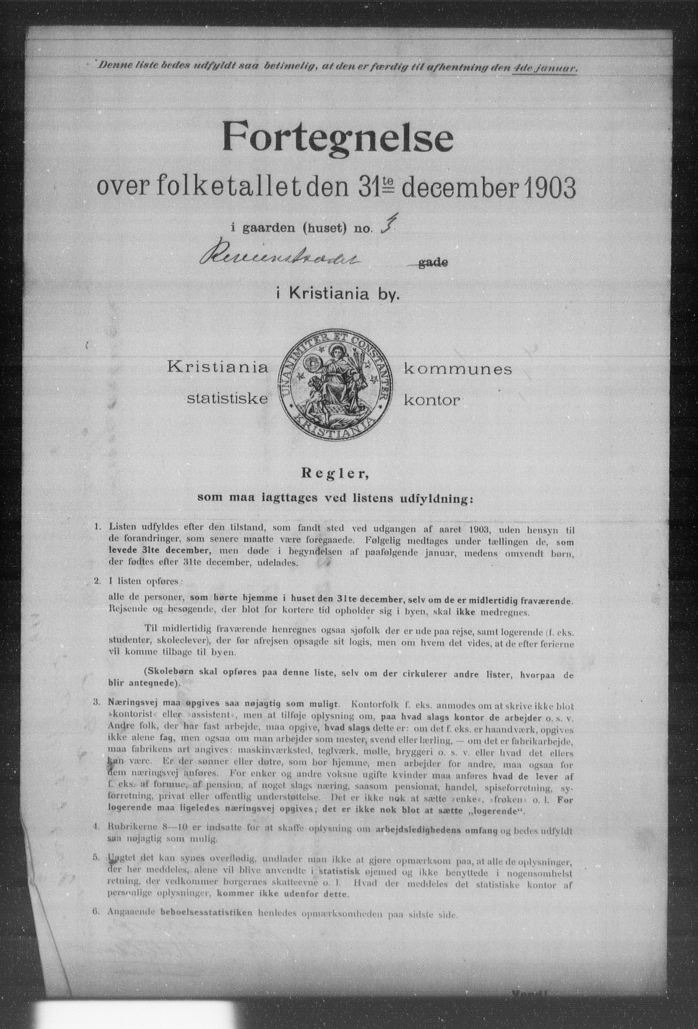 OBA, Kommunal folketelling 31.12.1903 for Kristiania kjøpstad, 1903, s. 16265