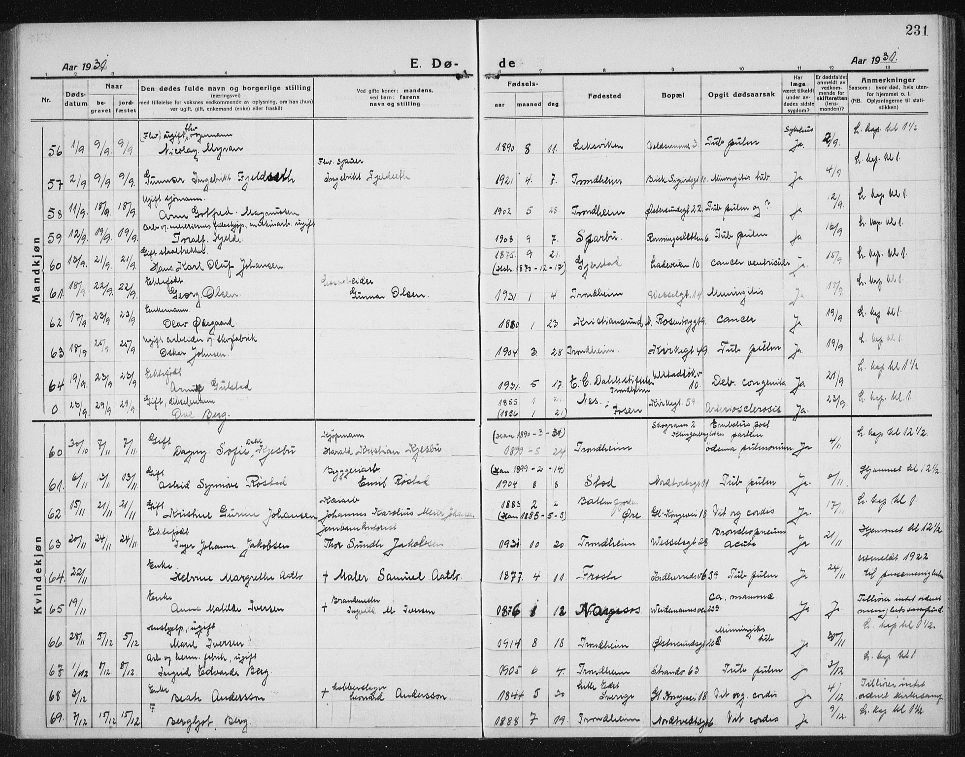 Ministerialprotokoller, klokkerbøker og fødselsregistre - Sør-Trøndelag, AV/SAT-A-1456/605/L0260: Klokkerbok nr. 605C07, 1922-1942, s. 231