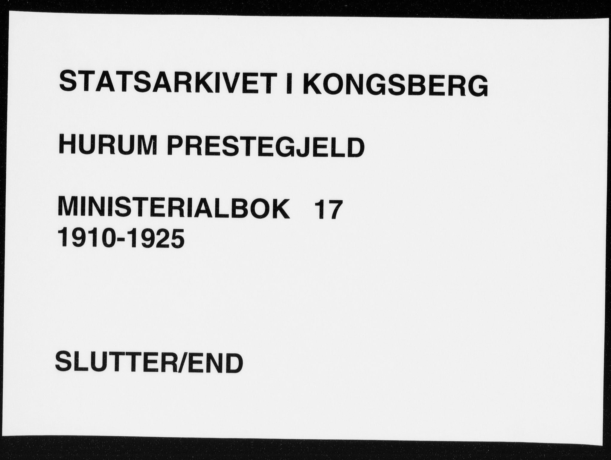 Hurum kirkebøker, AV/SAKO-A-229/F/Fa/L0017: Ministerialbok nr. 17, 1910-1925