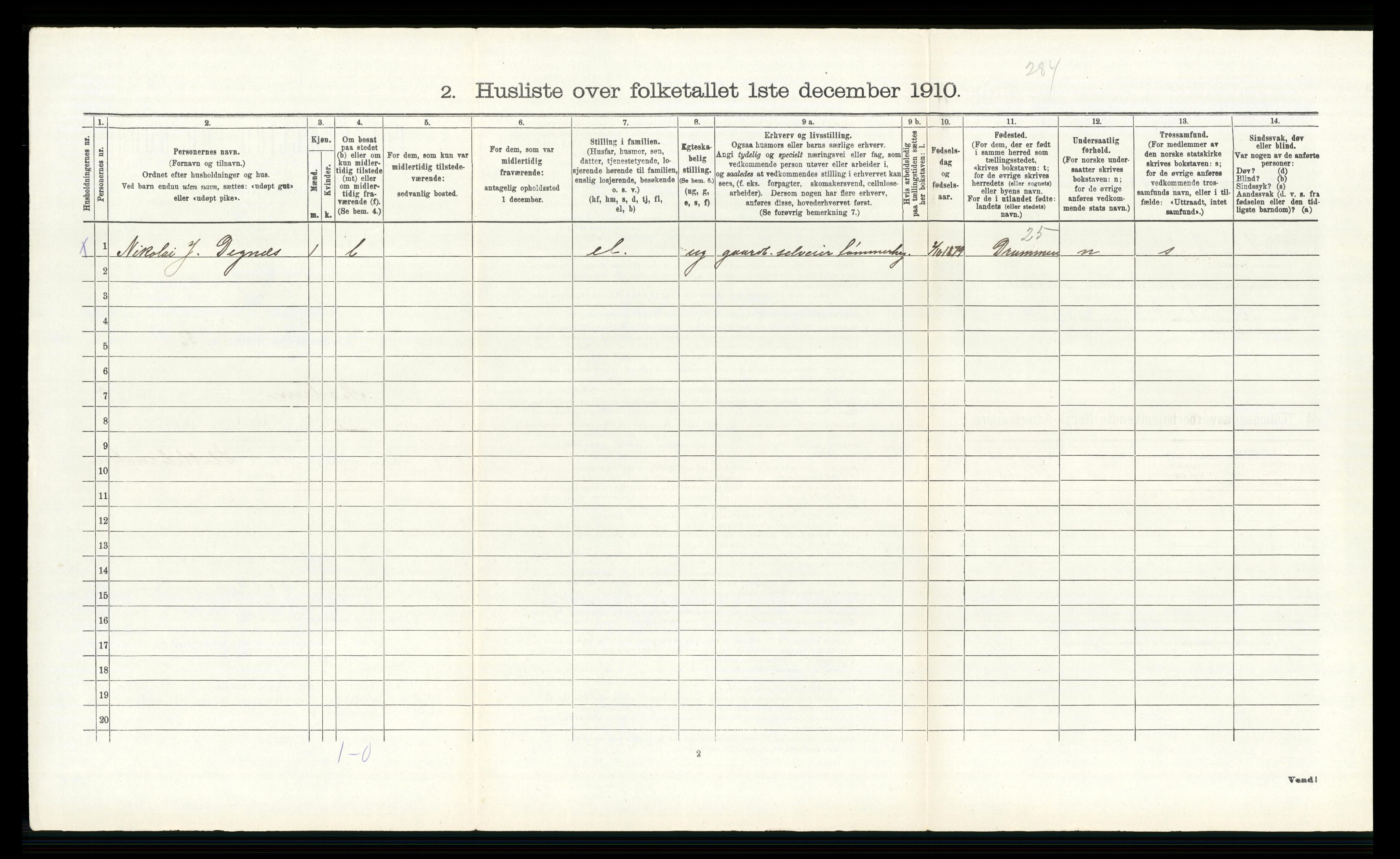 RA, Folketelling 1910 for 0623 Modum herred, 1910, s. 207