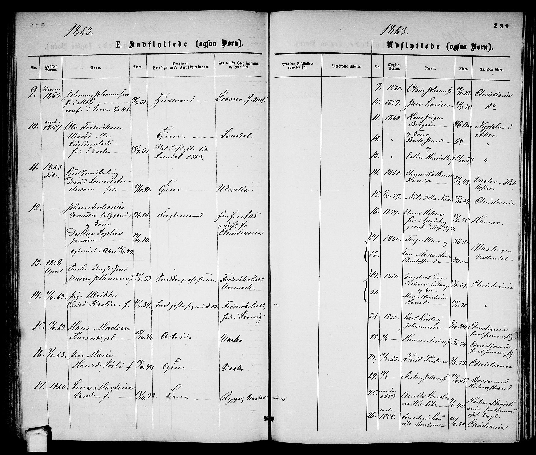 Moss prestekontor Kirkebøker, AV/SAO-A-2003/G/Ga/L0003: Klokkerbok nr. I 3, 1861-1872, s. 239