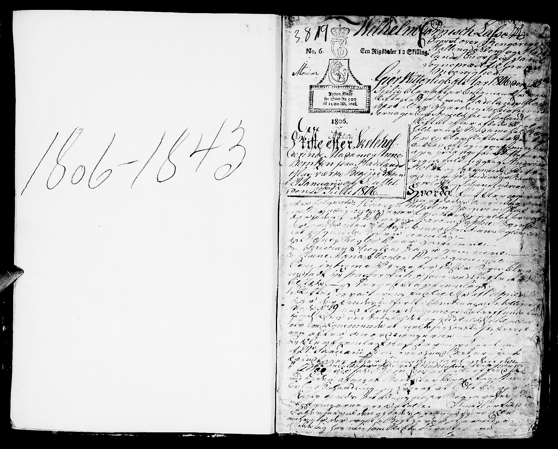 Hadeland og Land tingrett, SAH/TING-010/J/Ja/L0002: Skifteprotokoll, 1806-1843, s. 1