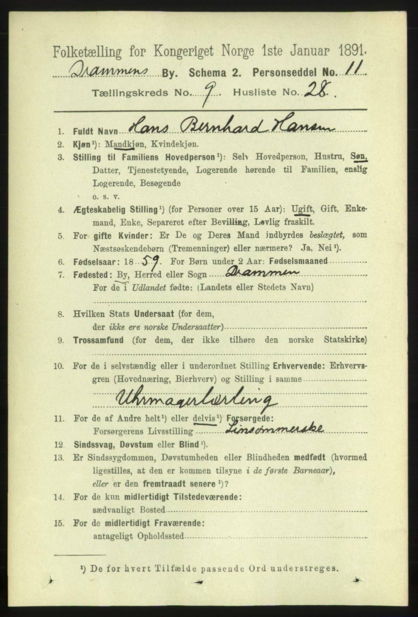 RA, Folketelling 1891 for 0602 Drammen kjøpstad, 1891, s. 7749
