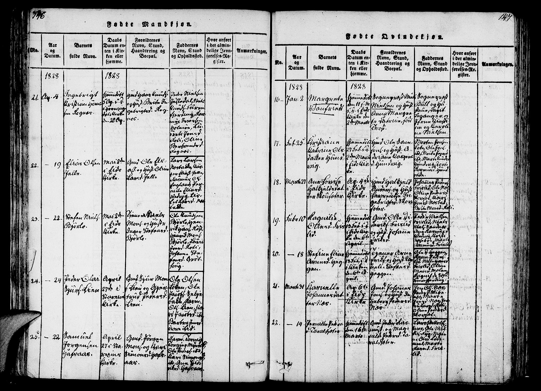 Eid sokneprestembete, AV/SAB-A-82301/H/Haa/Haaa/L0005: Ministerialbok nr. A 5, 1816-1830, s. 146-147