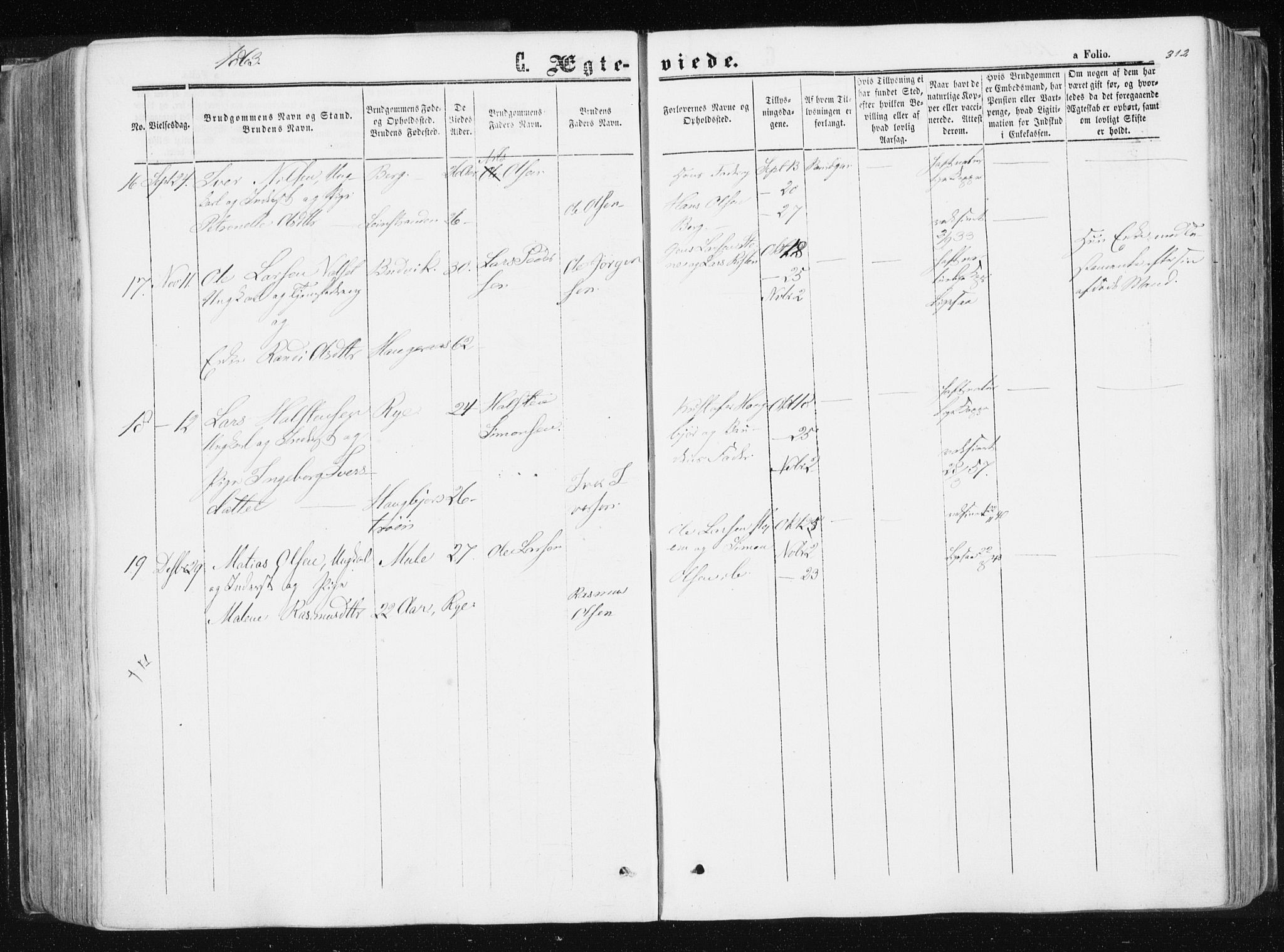Ministerialprotokoller, klokkerbøker og fødselsregistre - Sør-Trøndelag, SAT/A-1456/612/L0377: Ministerialbok nr. 612A09, 1859-1877, s. 312