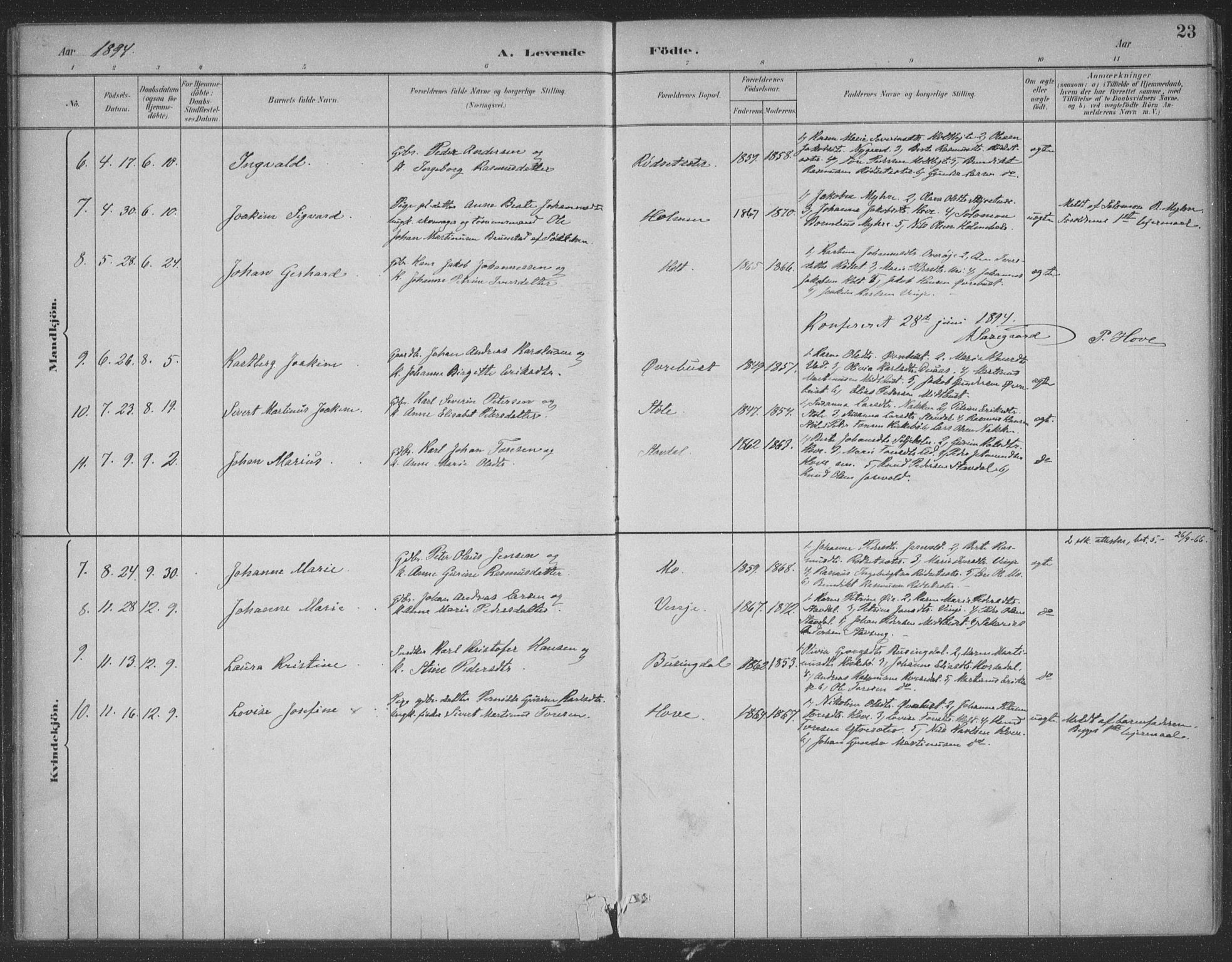 Ministerialprotokoller, klokkerbøker og fødselsregistre - Møre og Romsdal, AV/SAT-A-1454/521/L0299: Ministerialbok nr. 521A01, 1882-1907, s. 23