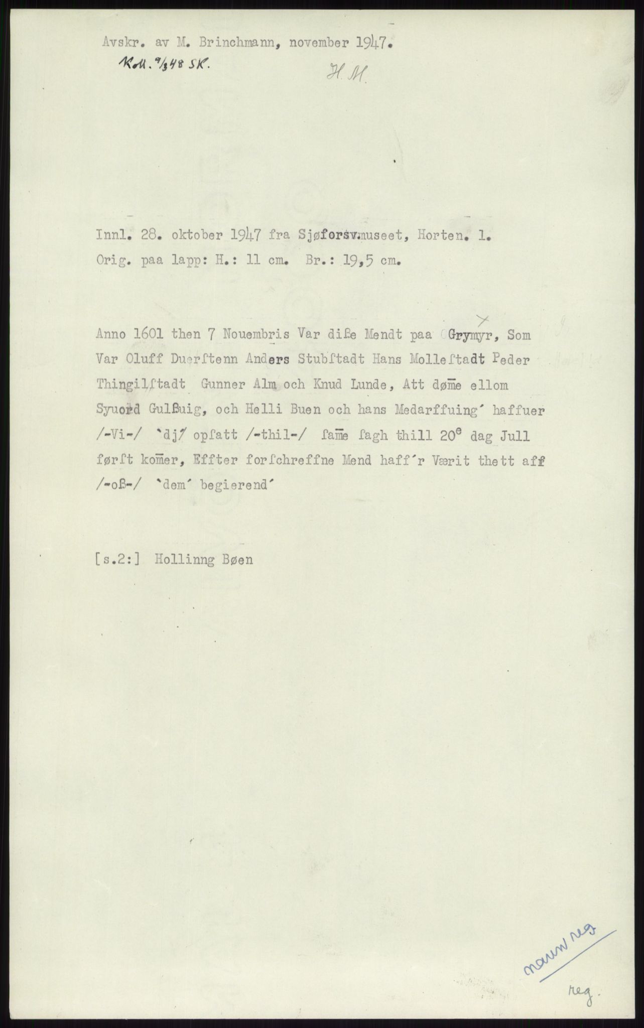 Samlinger til kildeutgivelse, Diplomavskriftsamlingen, AV/RA-EA-4053/H/Ha, s. 2962