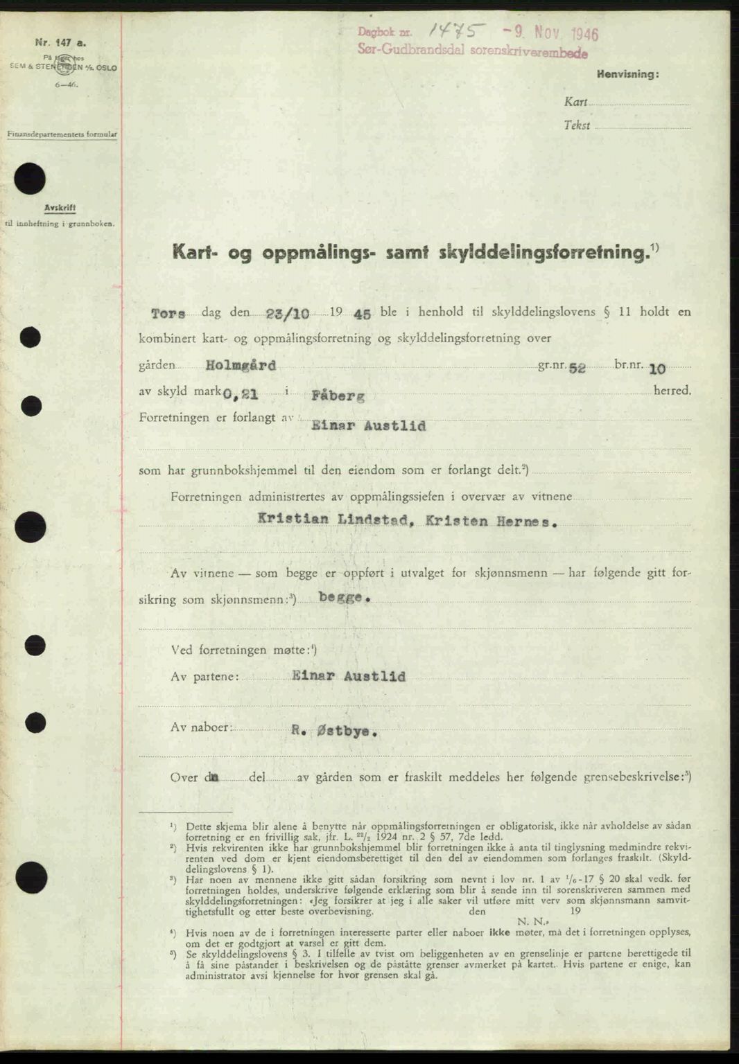 Sør-Gudbrandsdal tingrett, SAH/TING-004/H/Hb/Hbd/L0017: Pantebok nr. A17, 1946-1947, Dagboknr: 1475/1946