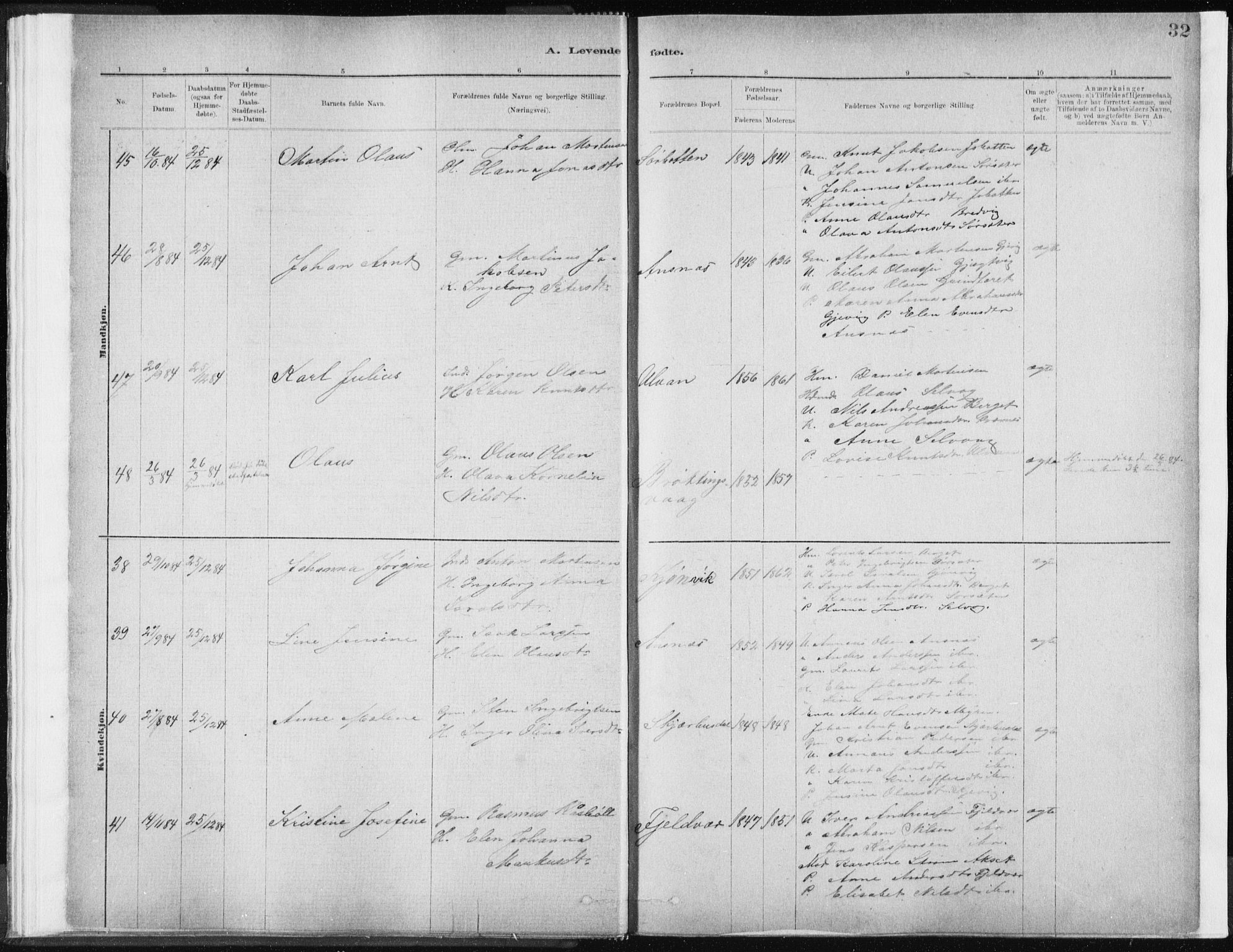 Ministerialprotokoller, klokkerbøker og fødselsregistre - Sør-Trøndelag, SAT/A-1456/637/L0558: Ministerialbok nr. 637A01, 1882-1899, s. 32