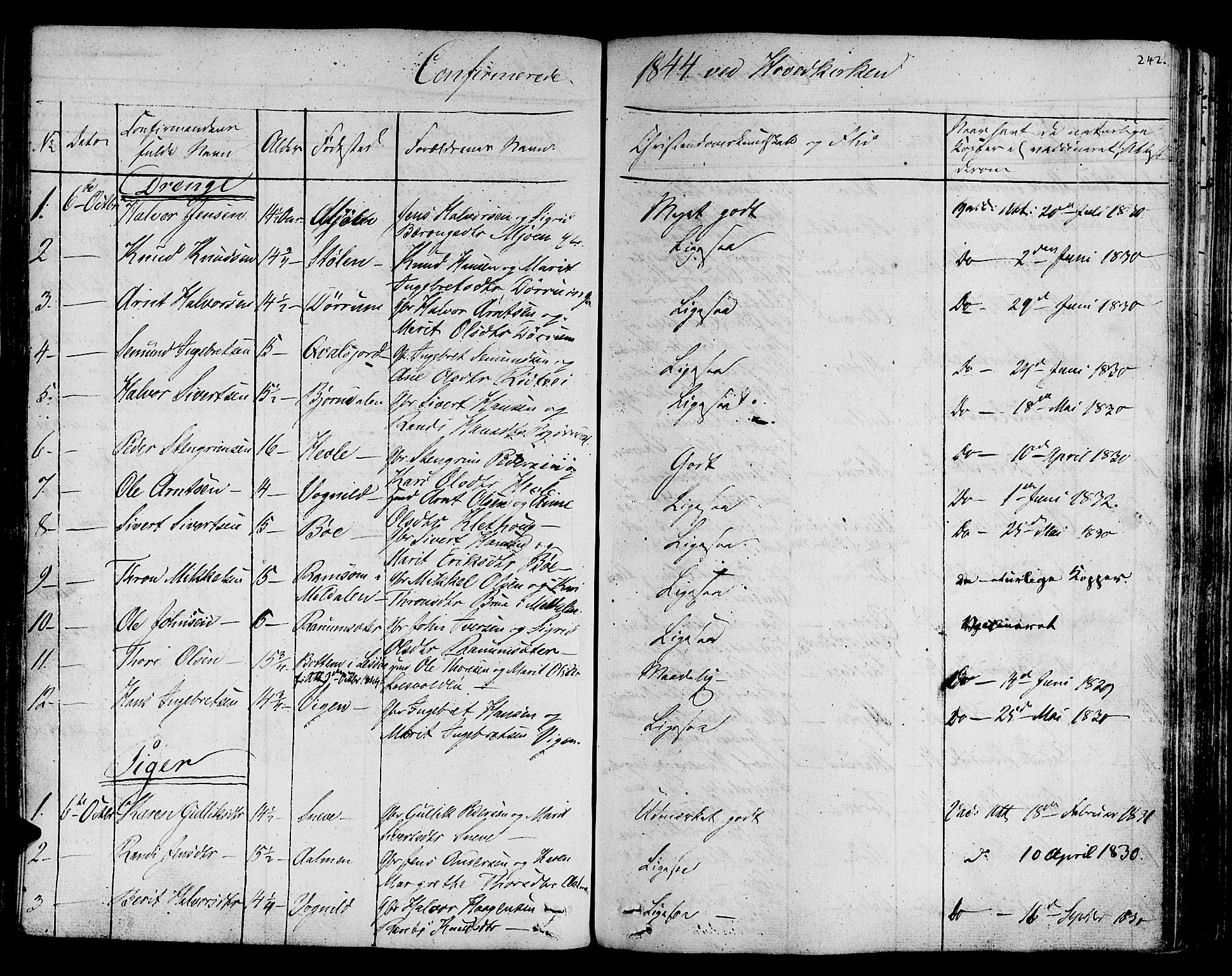 Ministerialprotokoller, klokkerbøker og fødselsregistre - Sør-Trøndelag, AV/SAT-A-1456/678/L0897: Ministerialbok nr. 678A06-07, 1821-1847, s. 242