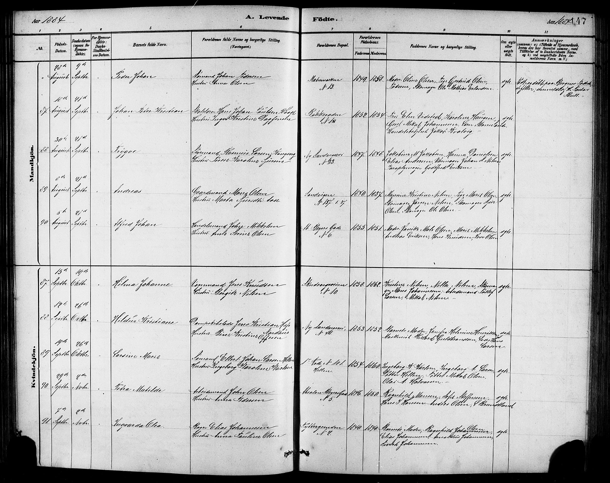 Sandviken Sokneprestembete, AV/SAB-A-77601/H/Hb/L0001: Klokkerbok nr. A 2, 1879-1892, s. 147