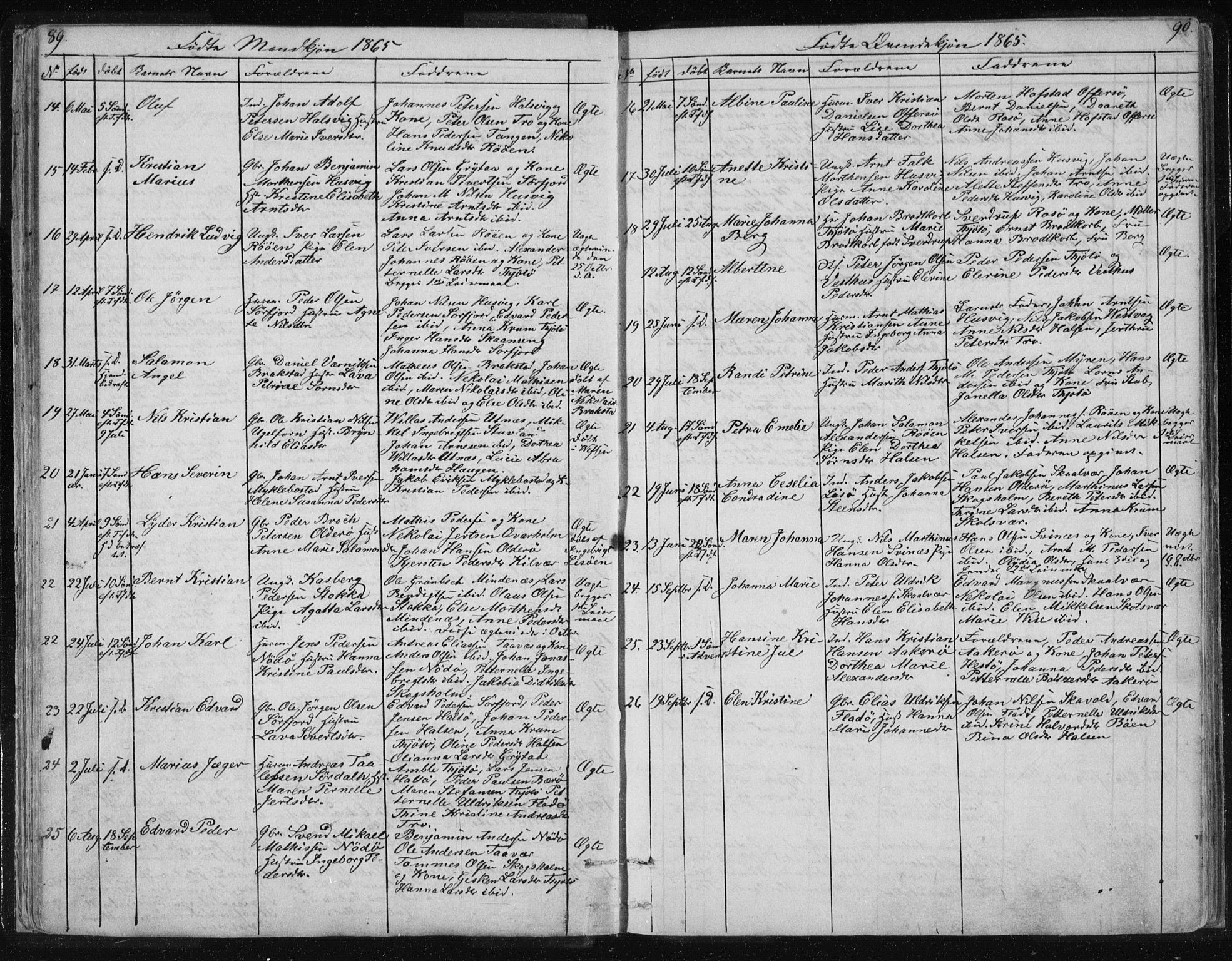 Ministerialprotokoller, klokkerbøker og fødselsregistre - Nordland, AV/SAT-A-1459/817/L0266: Klokkerbok nr. 817C01, 1841-1869, s. 89-90