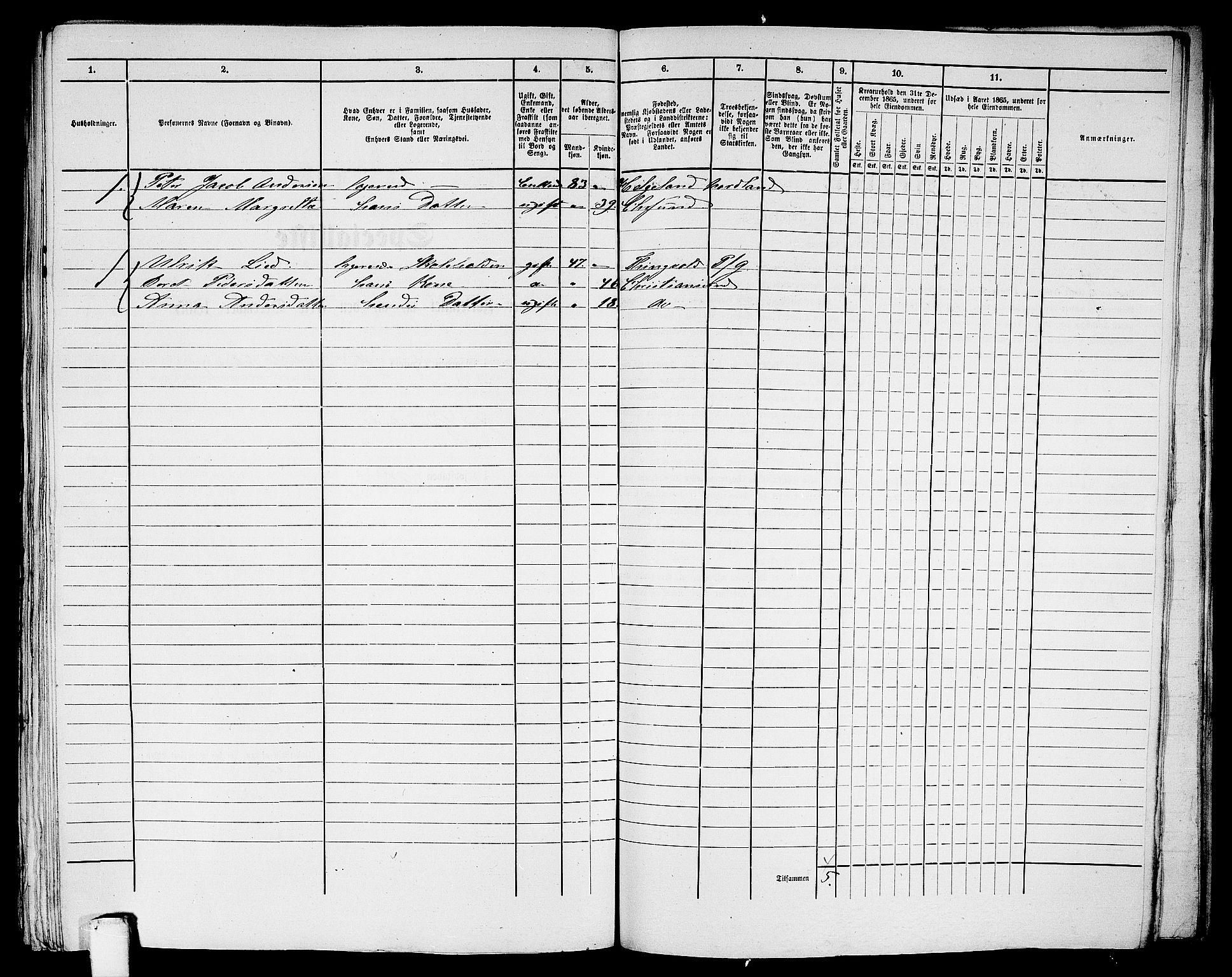 RA, Folketelling 1865 for 1503B Kristiansund prestegjeld, Kristiansund kjøpstad, 1865, s. 997