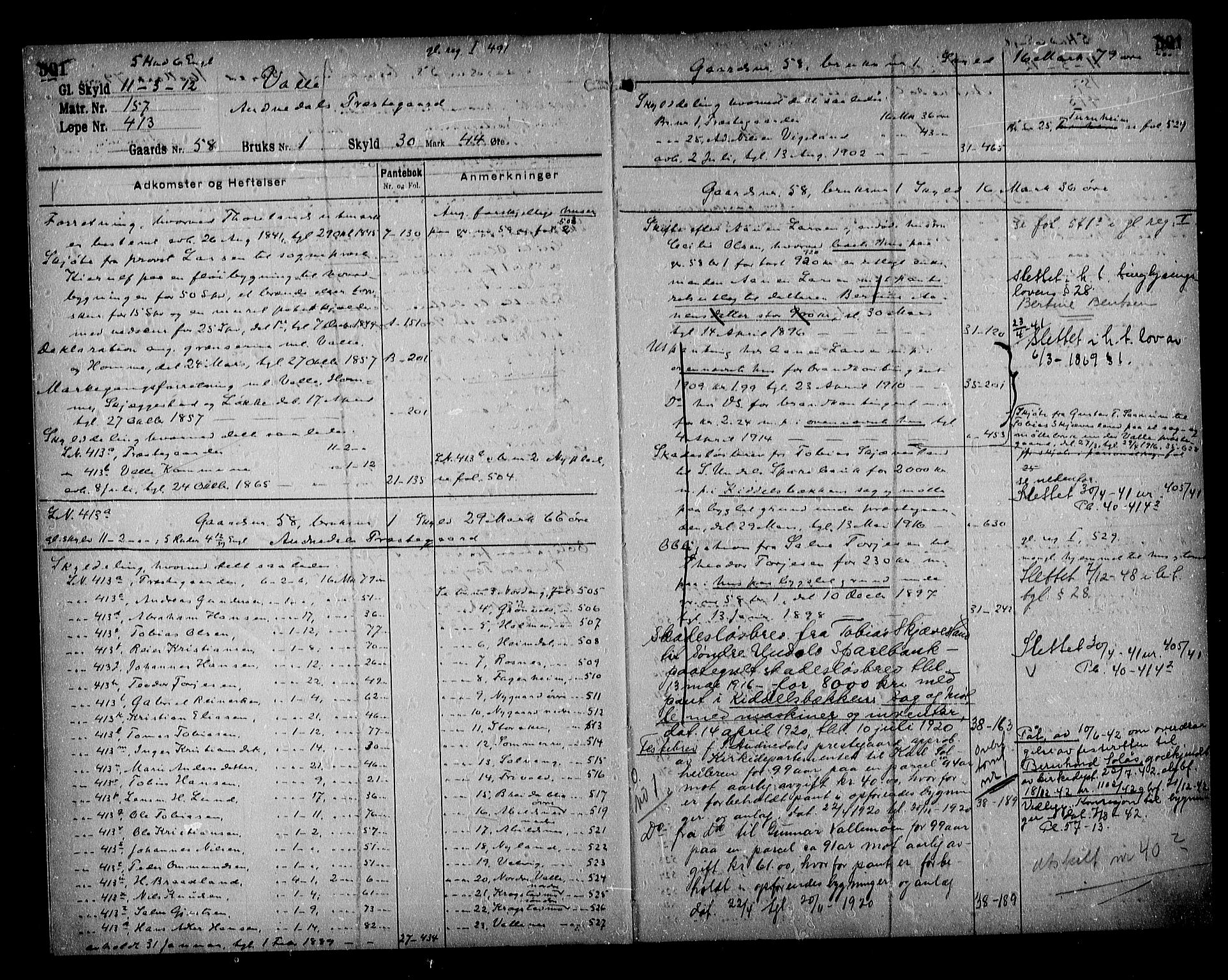 Mandal sorenskriveri, AV/SAK-1221-0005/001/G/Ga/L0056: Panteregister nr. 50, 1810-1949, s. 501
