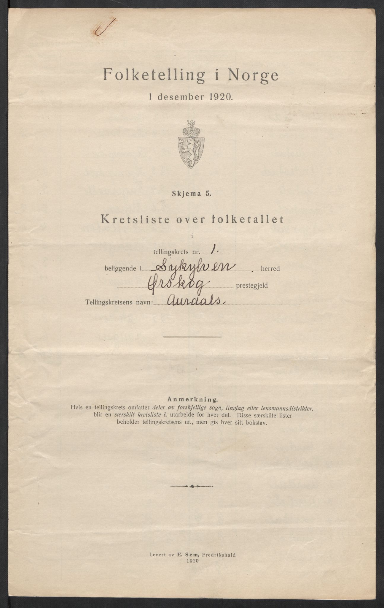 SAT, Folketelling 1920 for 1528 Sykkylven herred, 1920, s. 7