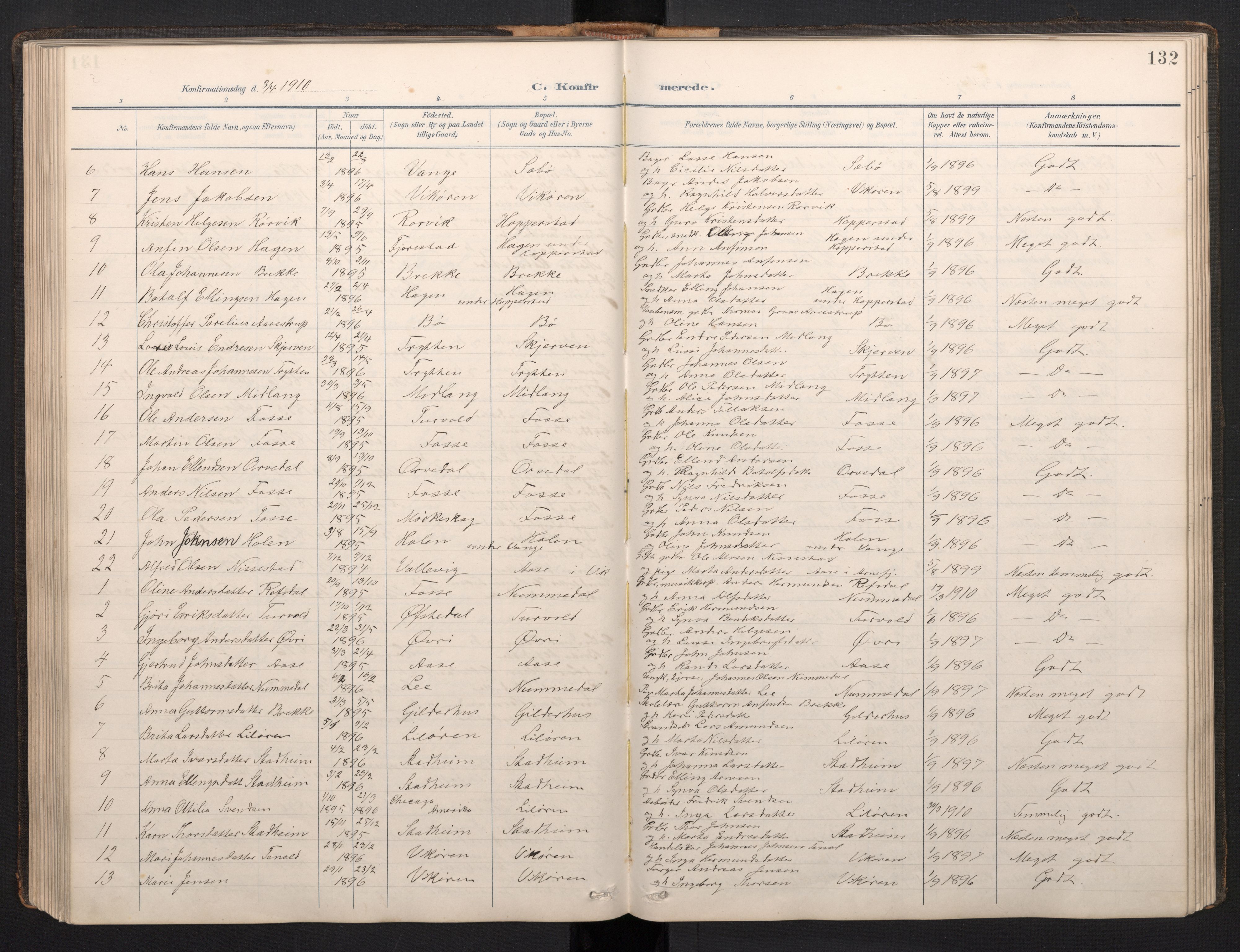 Vik sokneprestembete, AV/SAB-A-81501/H/Hab/Haba/L0004: Klokkerbok nr. A 4, 1895-1914, s. 131b-132a