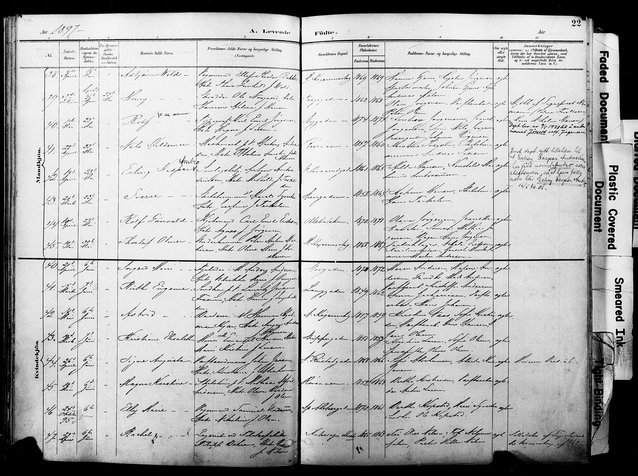 Horten kirkebøker, AV/SAKO-A-348/F/Fa/L0005: Ministerialbok nr. 5, 1896-1904, s. 22