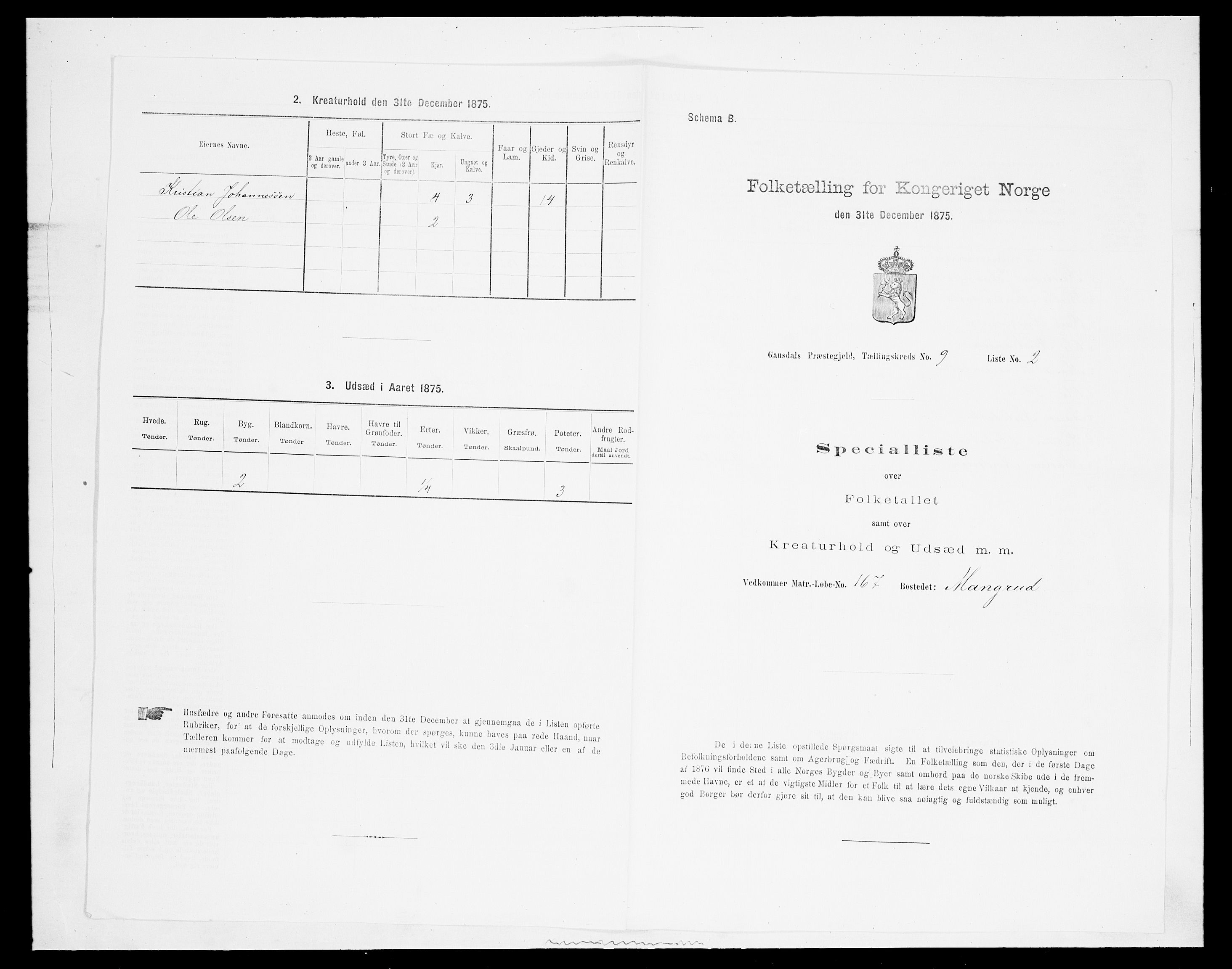 SAH, Folketelling 1875 for 0522P Gausdal prestegjeld, 1875, s. 1518