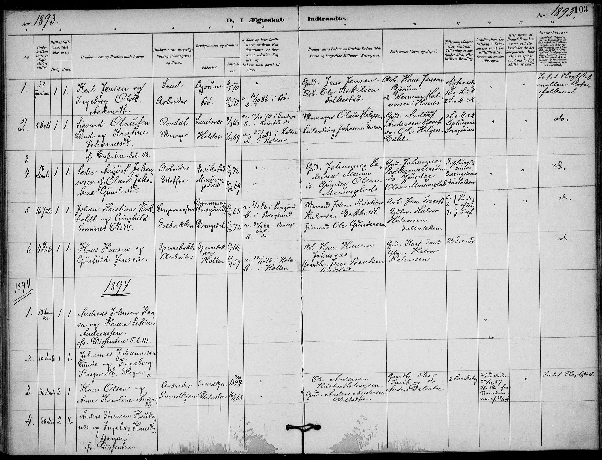 Solum kirkebøker, AV/SAKO-A-306/F/Fb/L0002: Ministerialbok nr. II 2, 1893-1901, s. 103