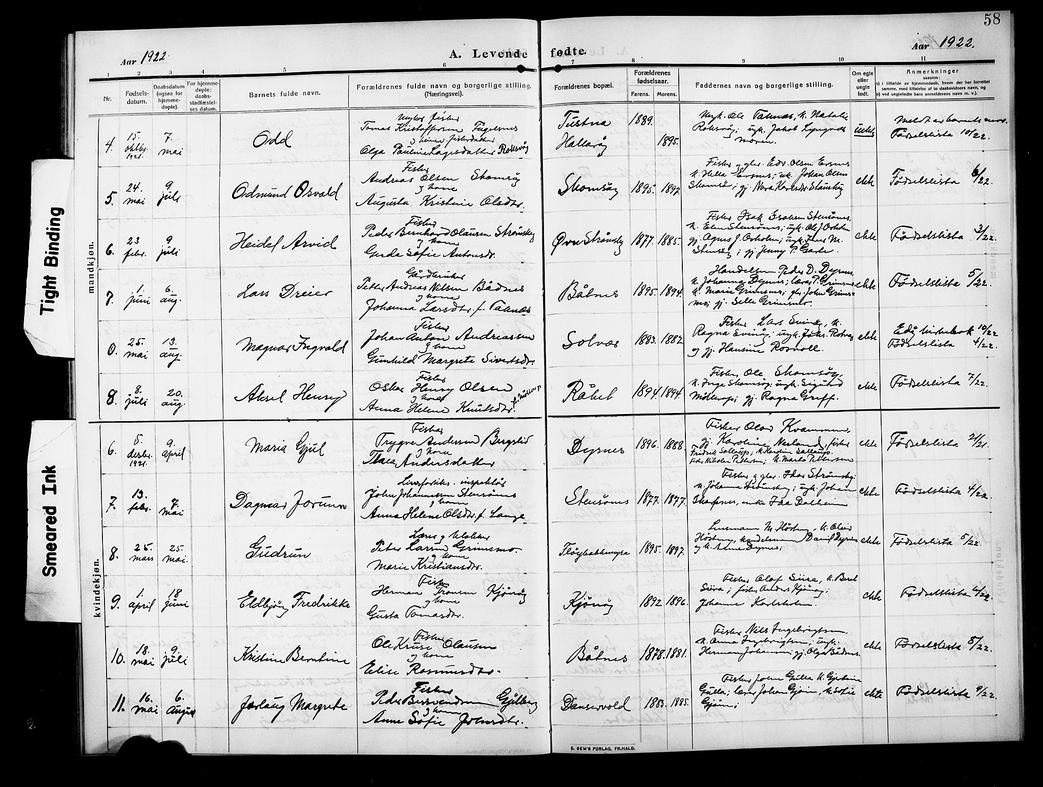 Ministerialprotokoller, klokkerbøker og fødselsregistre - Møre og Romsdal, AV/SAT-A-1454/582/L0949: Klokkerbok nr. 582C01, 1909-1925, s. 58