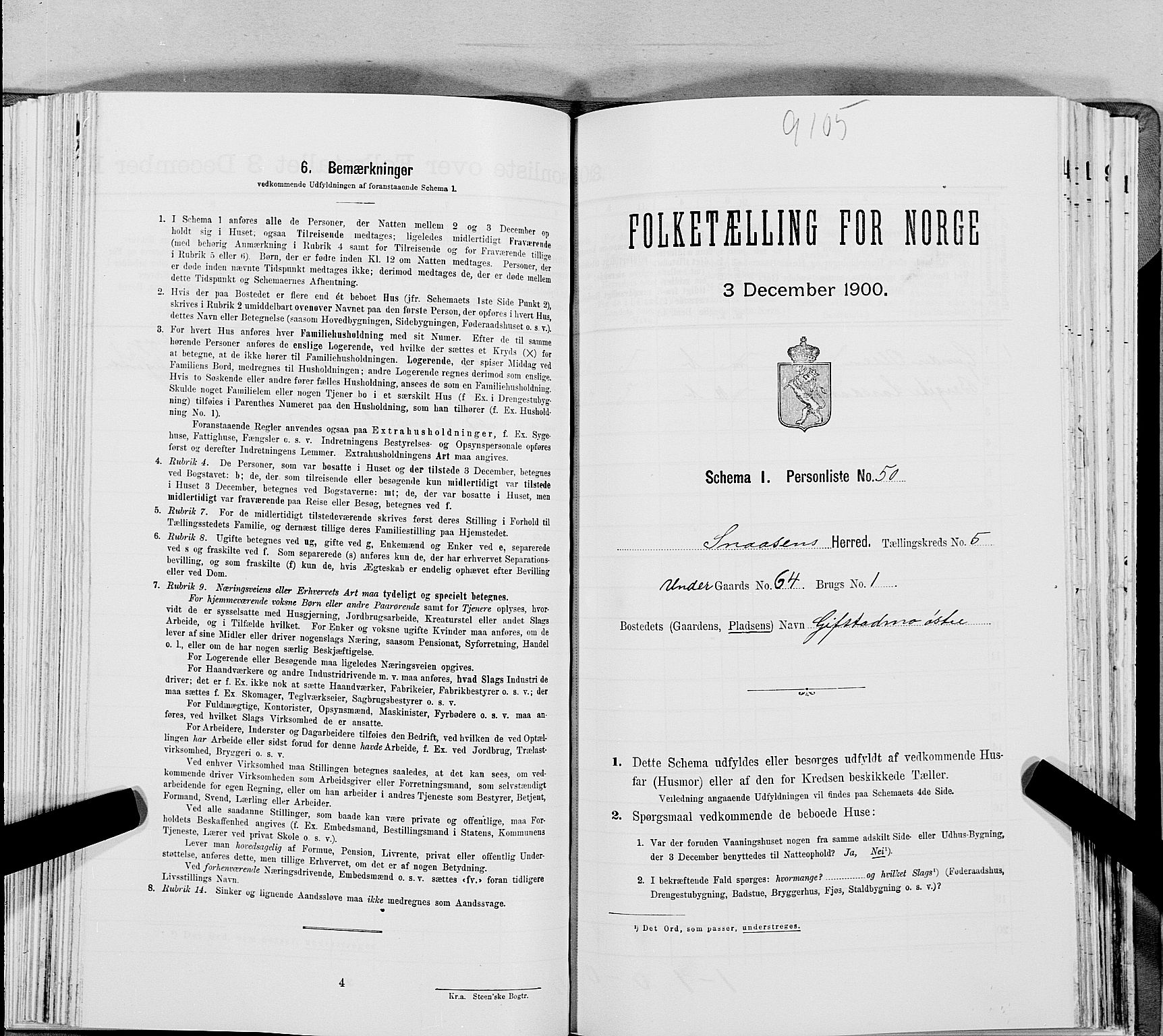 SAT, Folketelling 1900 for 1736 Snåsa herred, 1900, s. 1274