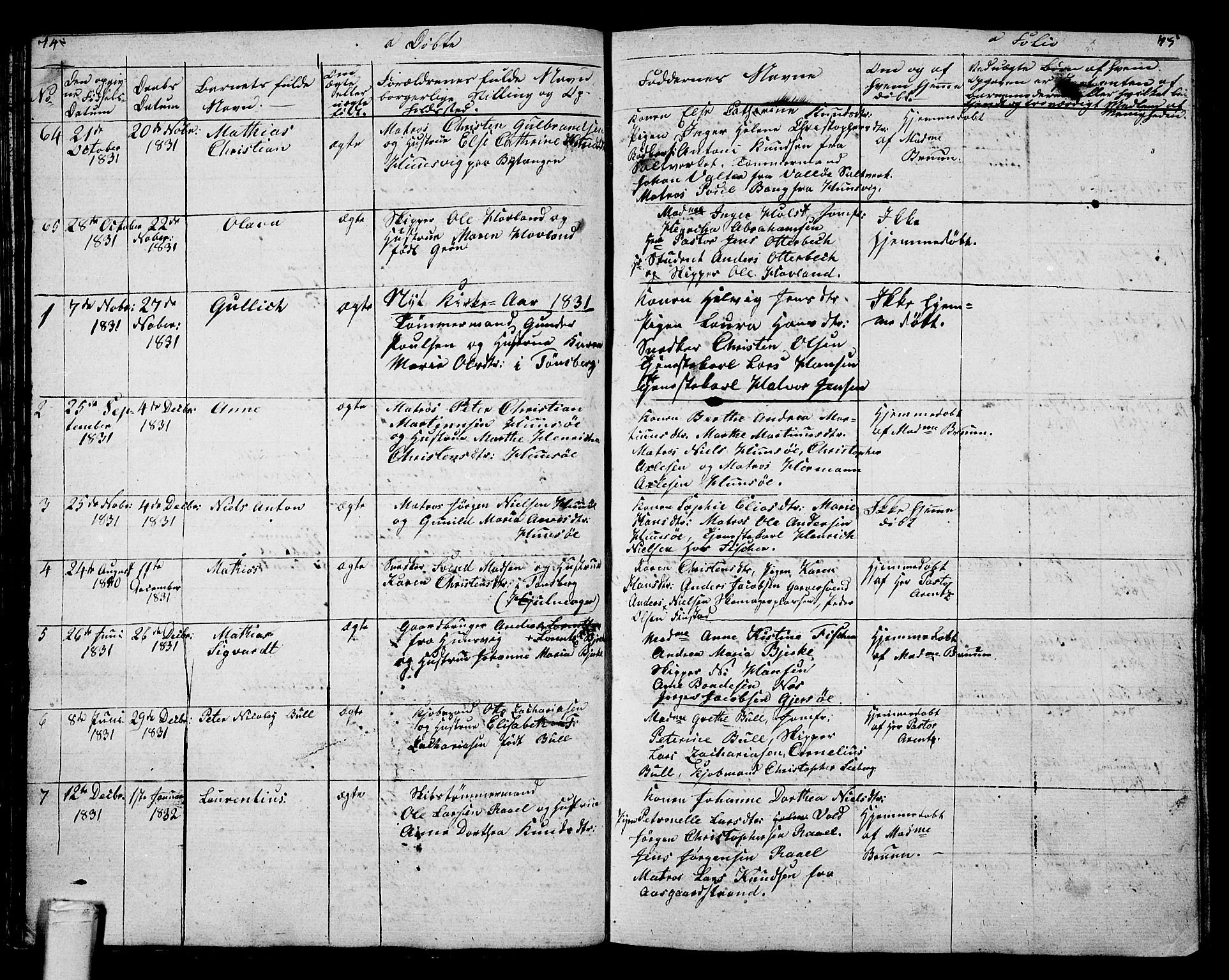Tønsberg kirkebøker, AV/SAKO-A-330/G/Ga/L0002: Klokkerbok nr. 2, 1827-1854, s. 74-75