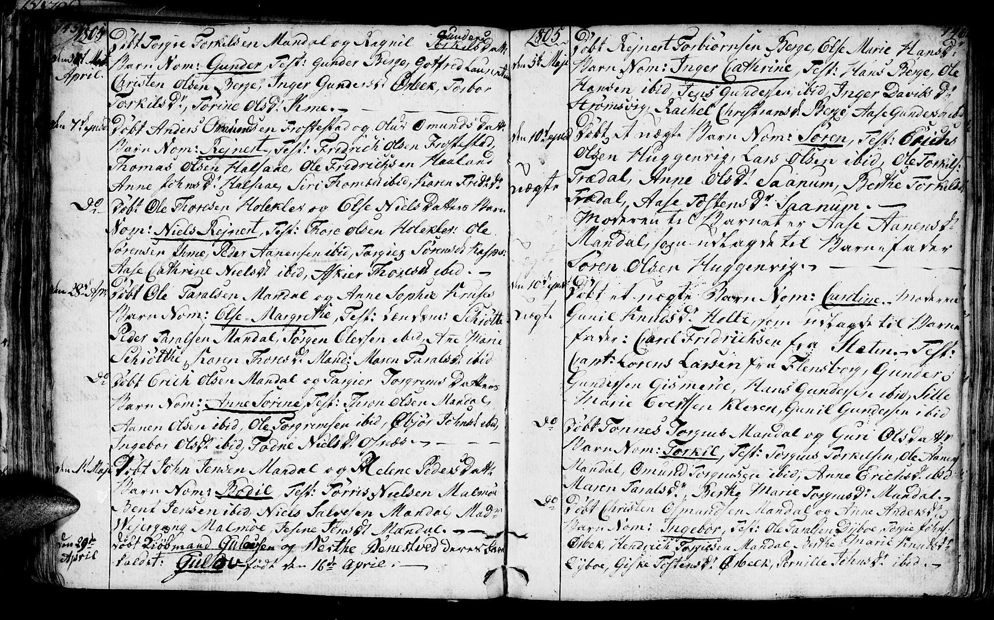 Mandal sokneprestkontor, AV/SAK-1111-0030/F/Fa/Faa/L0008: Ministerialbok nr. A 8, 1794-1817, s. 145-146