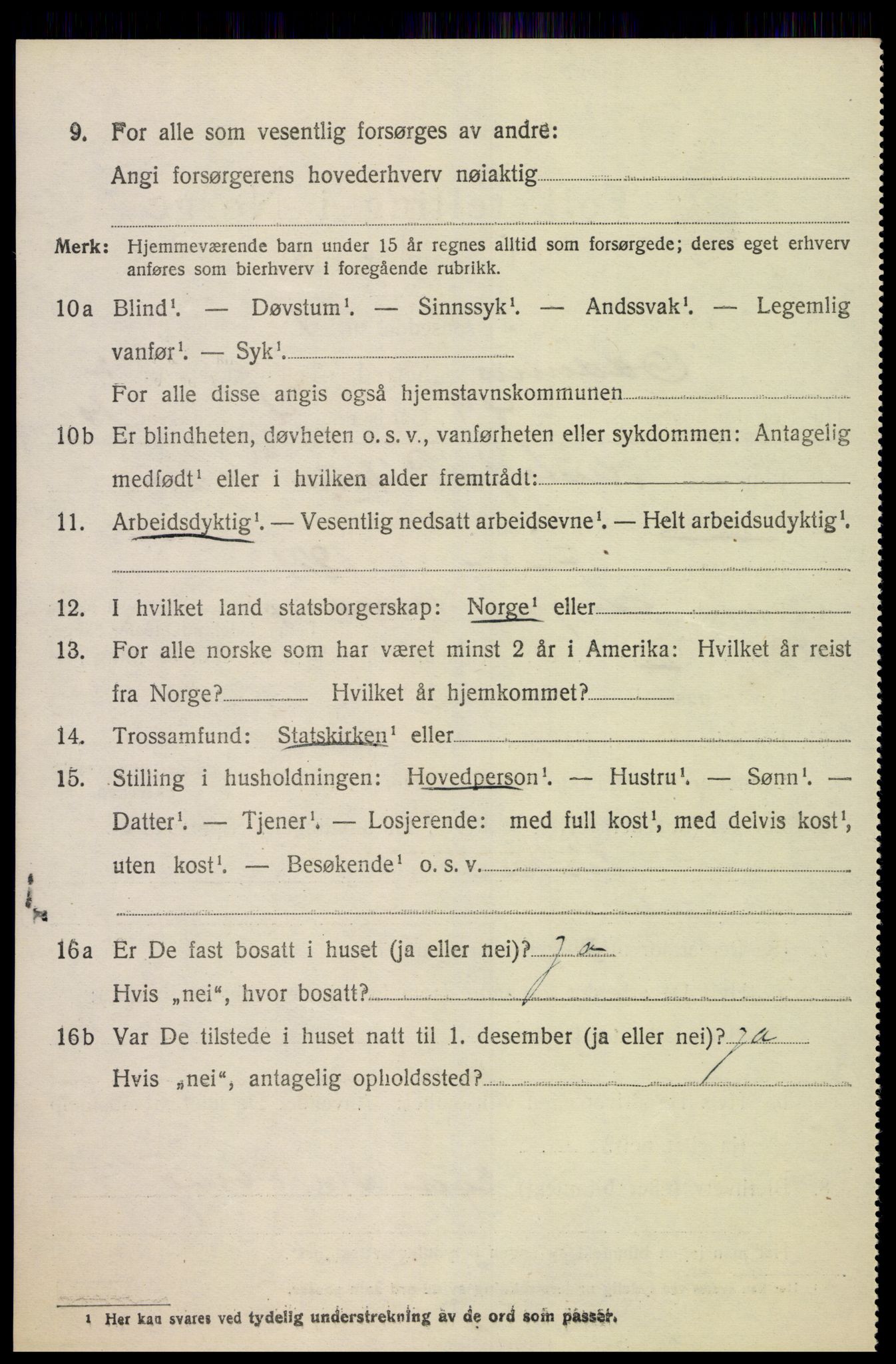 SAK, Folketelling 1920 for 1012 Oddernes herred, 1920, s. 3326