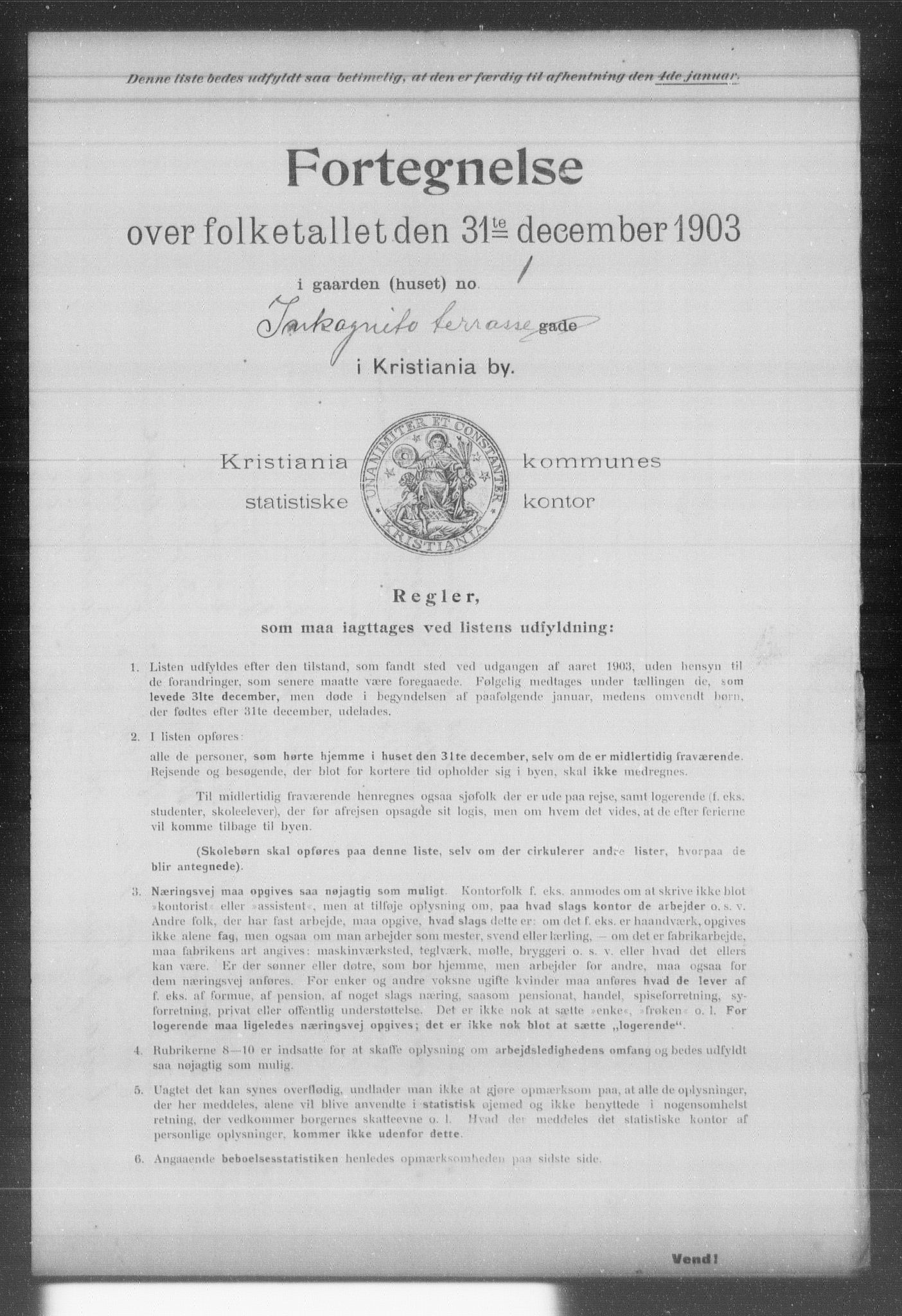 OBA, Kommunal folketelling 31.12.1903 for Kristiania kjøpstad, 1903, s. 8652