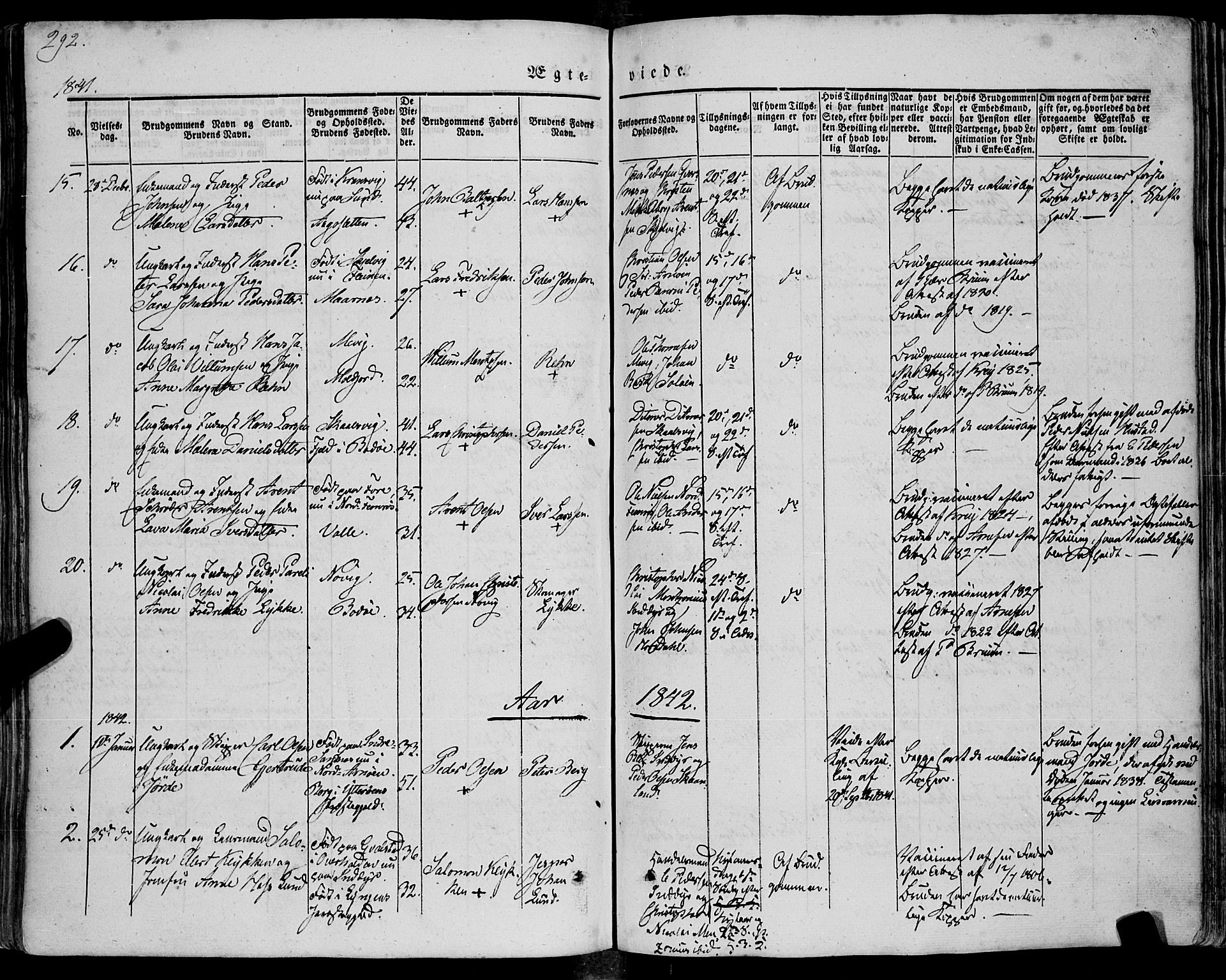 Ministerialprotokoller, klokkerbøker og fødselsregistre - Nordland, AV/SAT-A-1459/805/L0097: Ministerialbok nr. 805A04, 1837-1861, s. 292