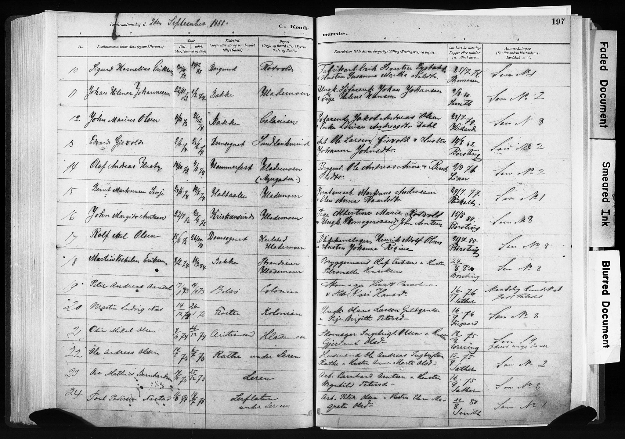 Ministerialprotokoller, klokkerbøker og fødselsregistre - Sør-Trøndelag, SAT/A-1456/606/L0300: Ministerialbok nr. 606A15, 1886-1893, s. 197